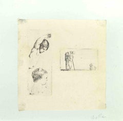 Two Studies of Children;A Mom... - Etching by Stefano Della Bella - 17th Century