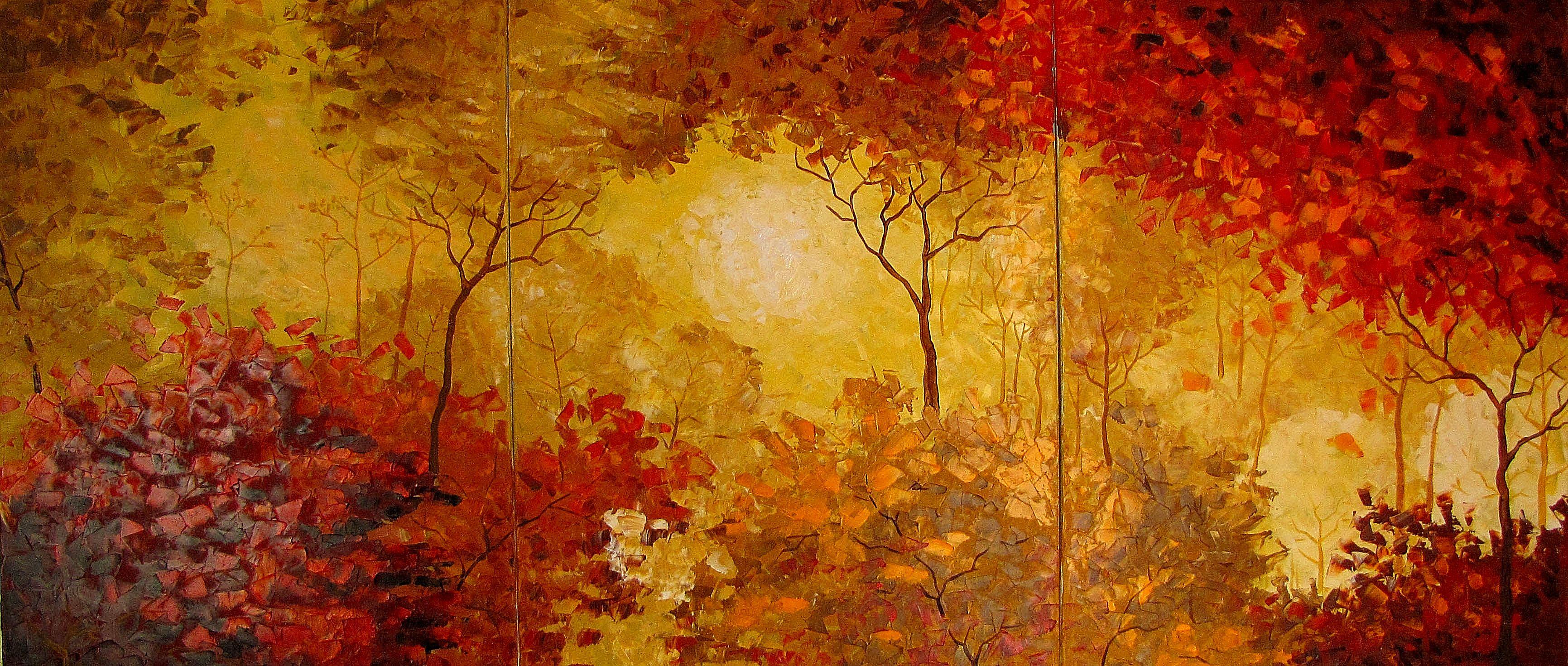Stefano Georges Figurative Painting – Autumn 1 Triptych