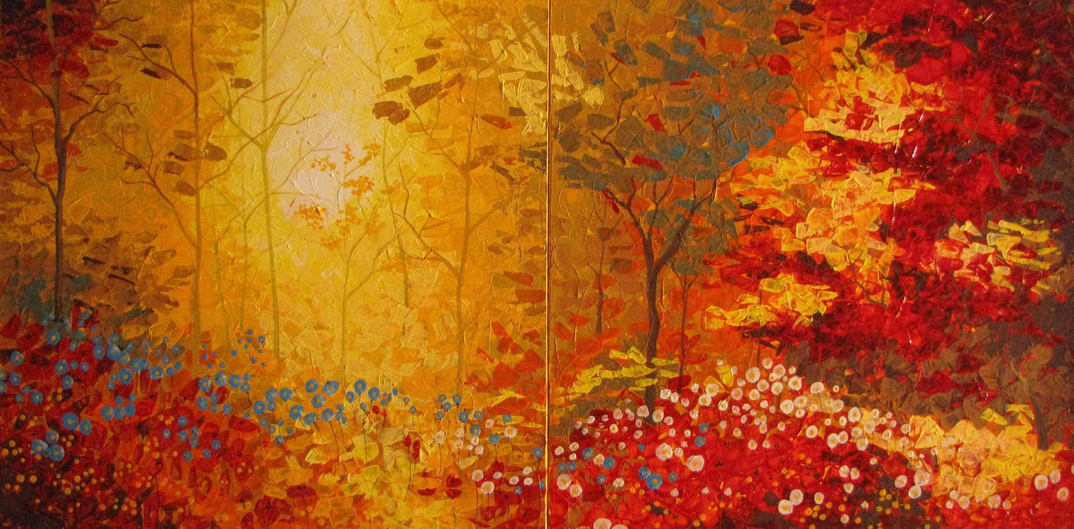 Stefano Georges Figurative Painting - Autumn 2 Diptych