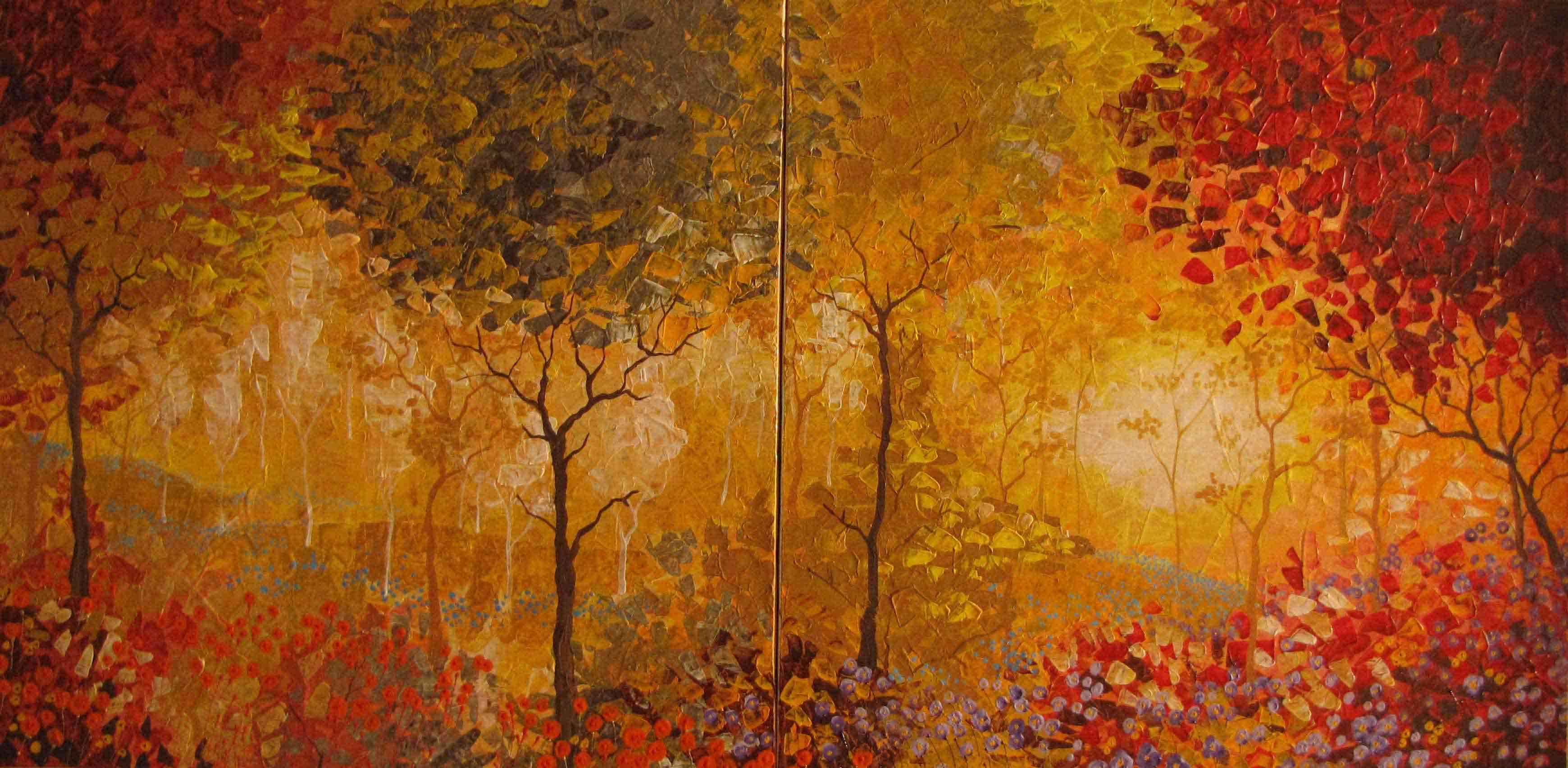 Stefano Georges Abstract Painting – Autumn 3 Diptych