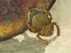 Point of View - Figurative Painting Gold Leaf Blue Yellow Orange Grey Brown