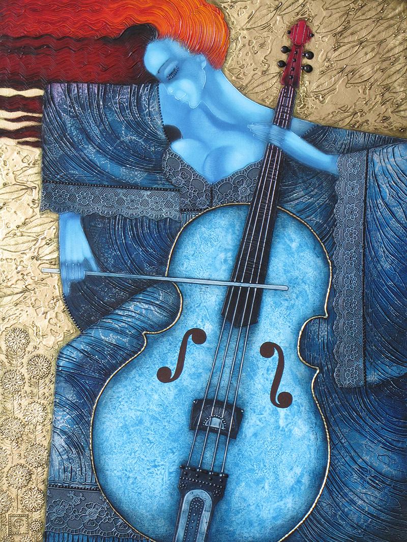 Stefano Georges Figurative Painting - The Violoncellist