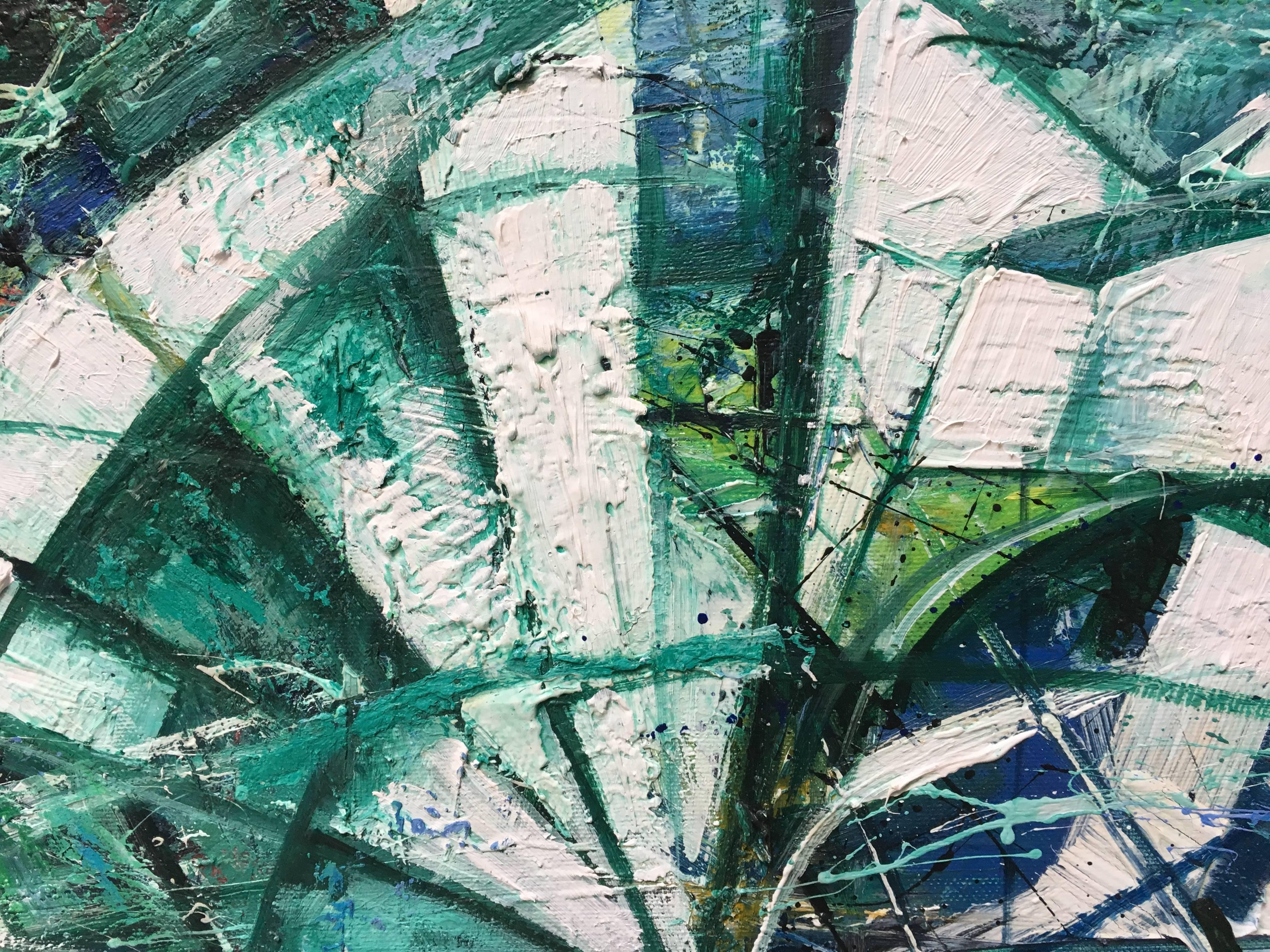 GREEN ENERGY - Stefano Iannone Italian modern oil on canvas painting For Sale 2