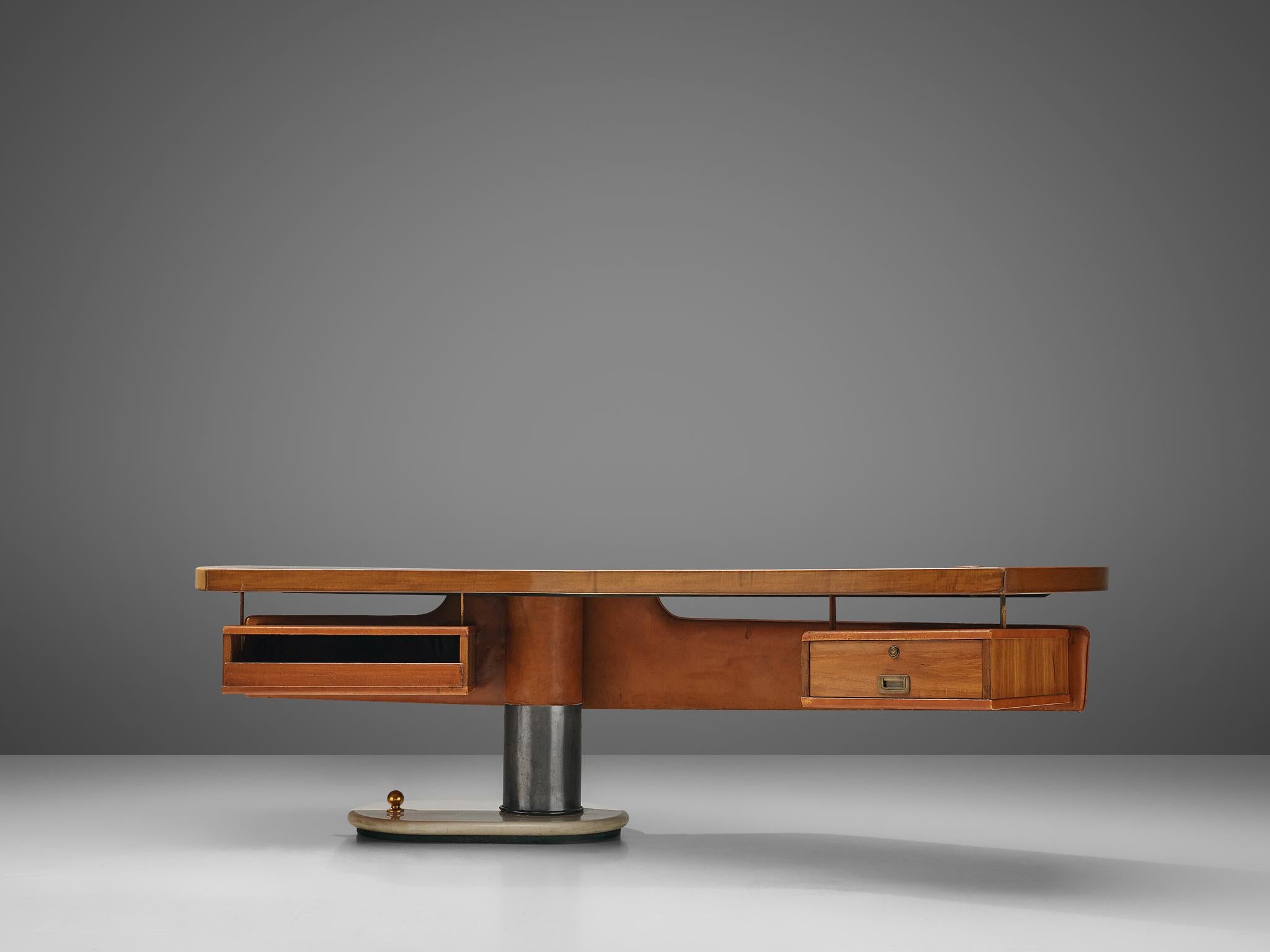 Brass Stefano Mastuzzi Boomerang Desk 'Zero' in Walnut