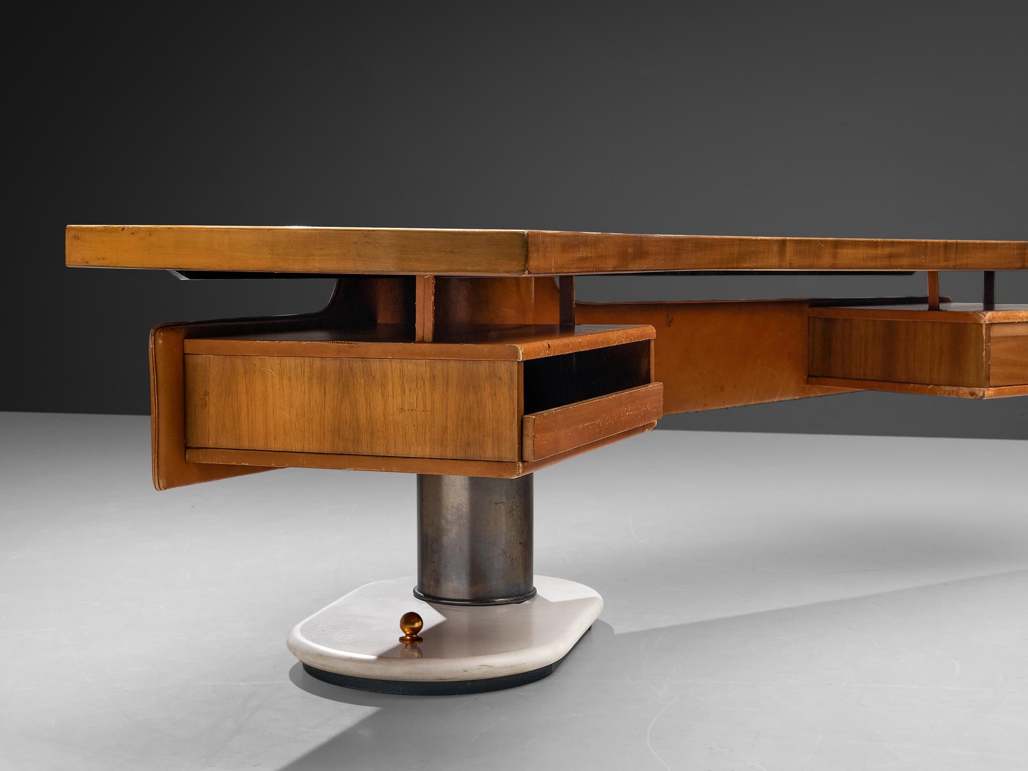 Late 20th Century Stefano Mastuzzi Boomerang Desk 'Zero' in Walnut and Marble