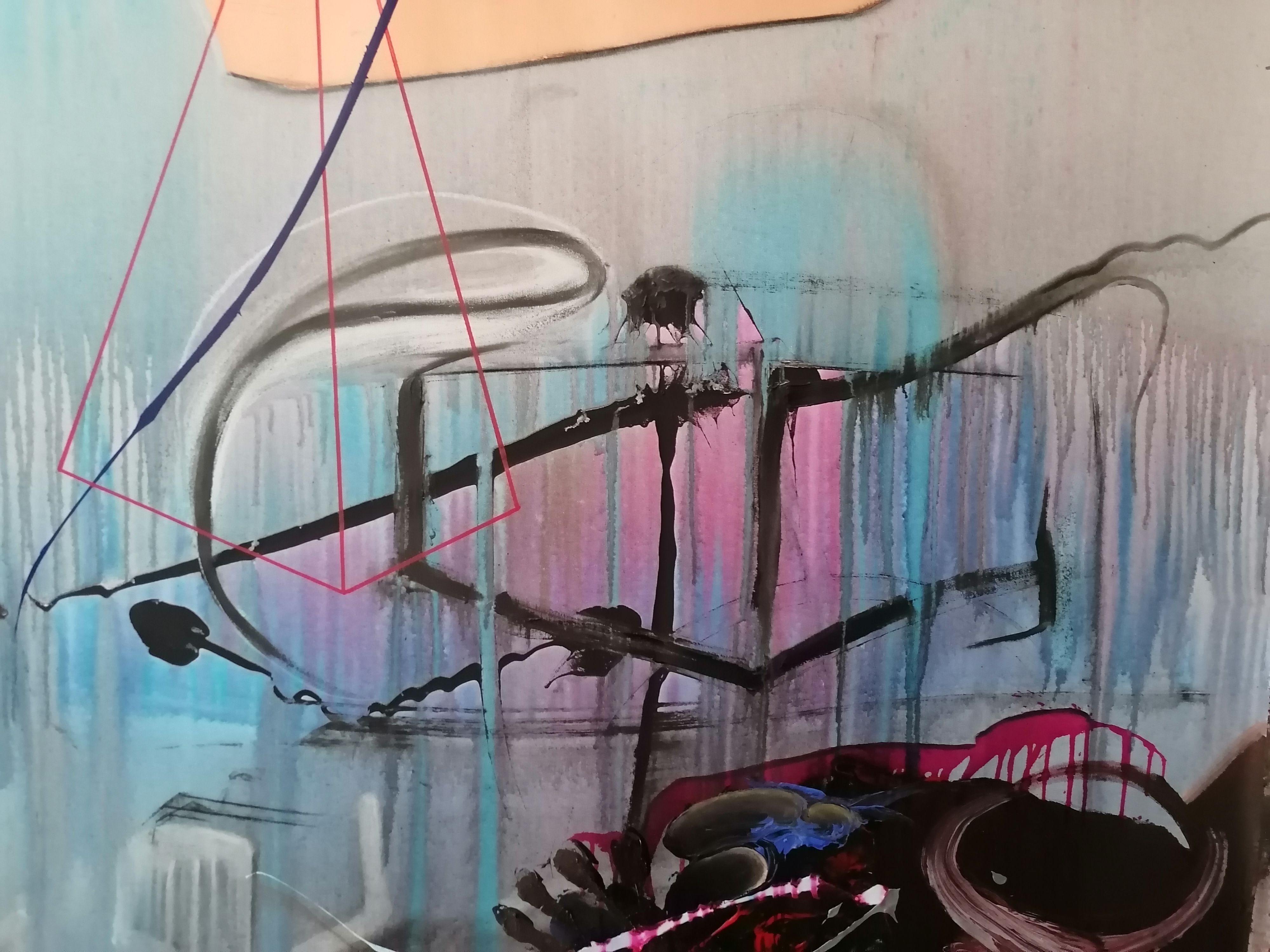 PALAGAL, Painting, Acrylic on Canvas - Gray Abstract Painting by Stefano Mazzolini