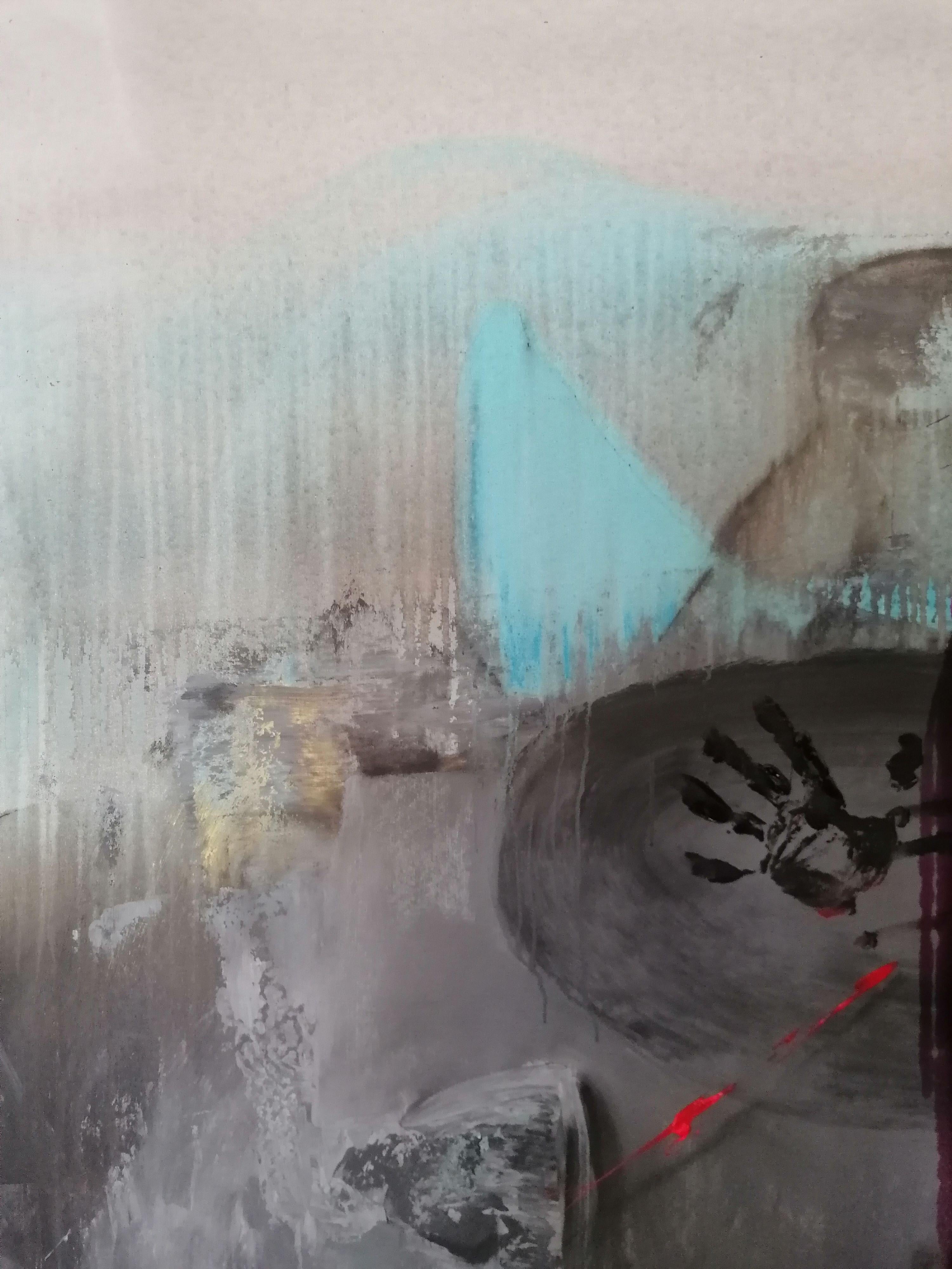 UCELGABI, Gemälde, Acryl auf Leinwand (Grau), Abstract Painting, von Stefano Mazzolini