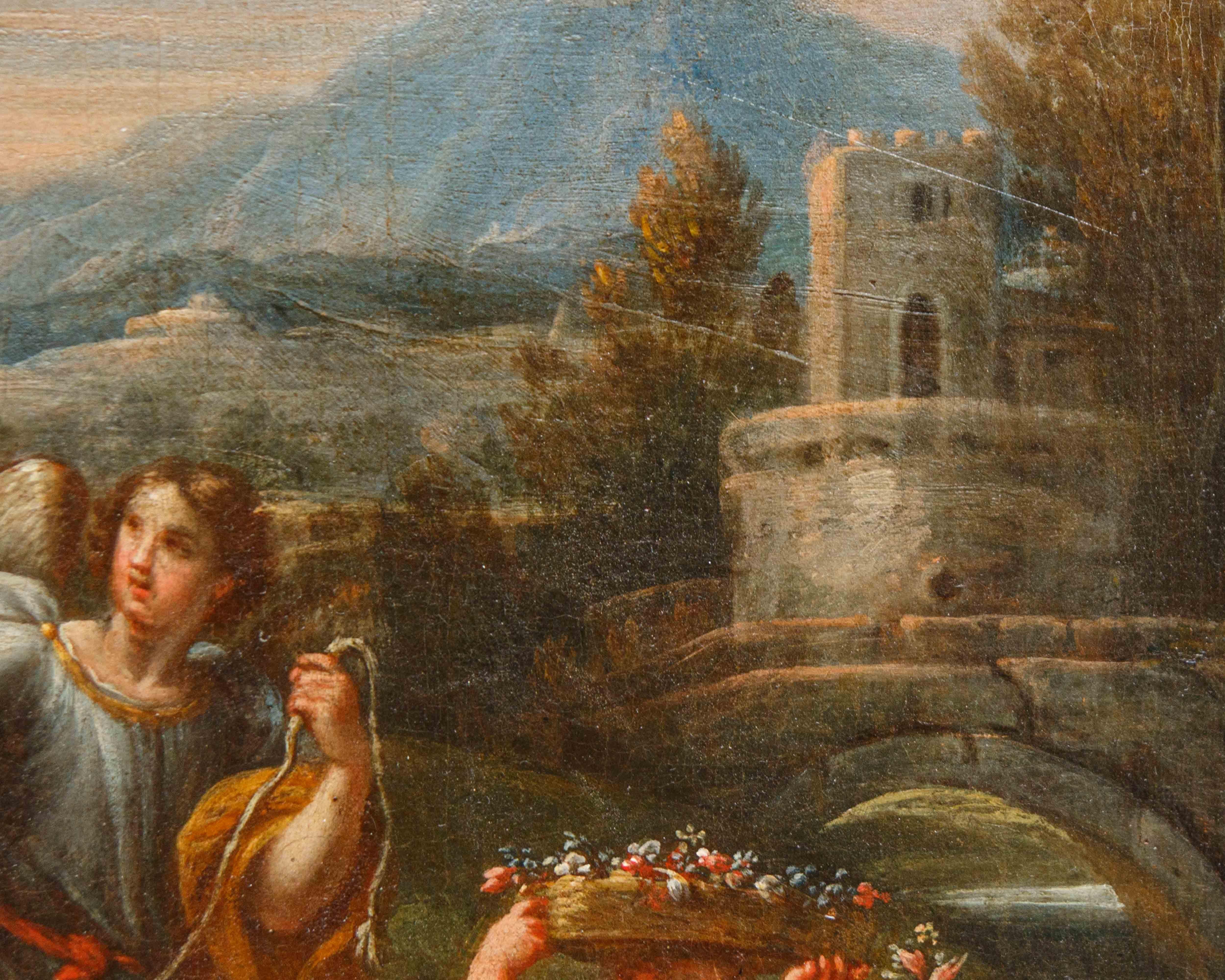 Stefano Pozzi (Roma, 1699 – 1768), attr., Riposo dalla fuga in Egitto in vendita 5