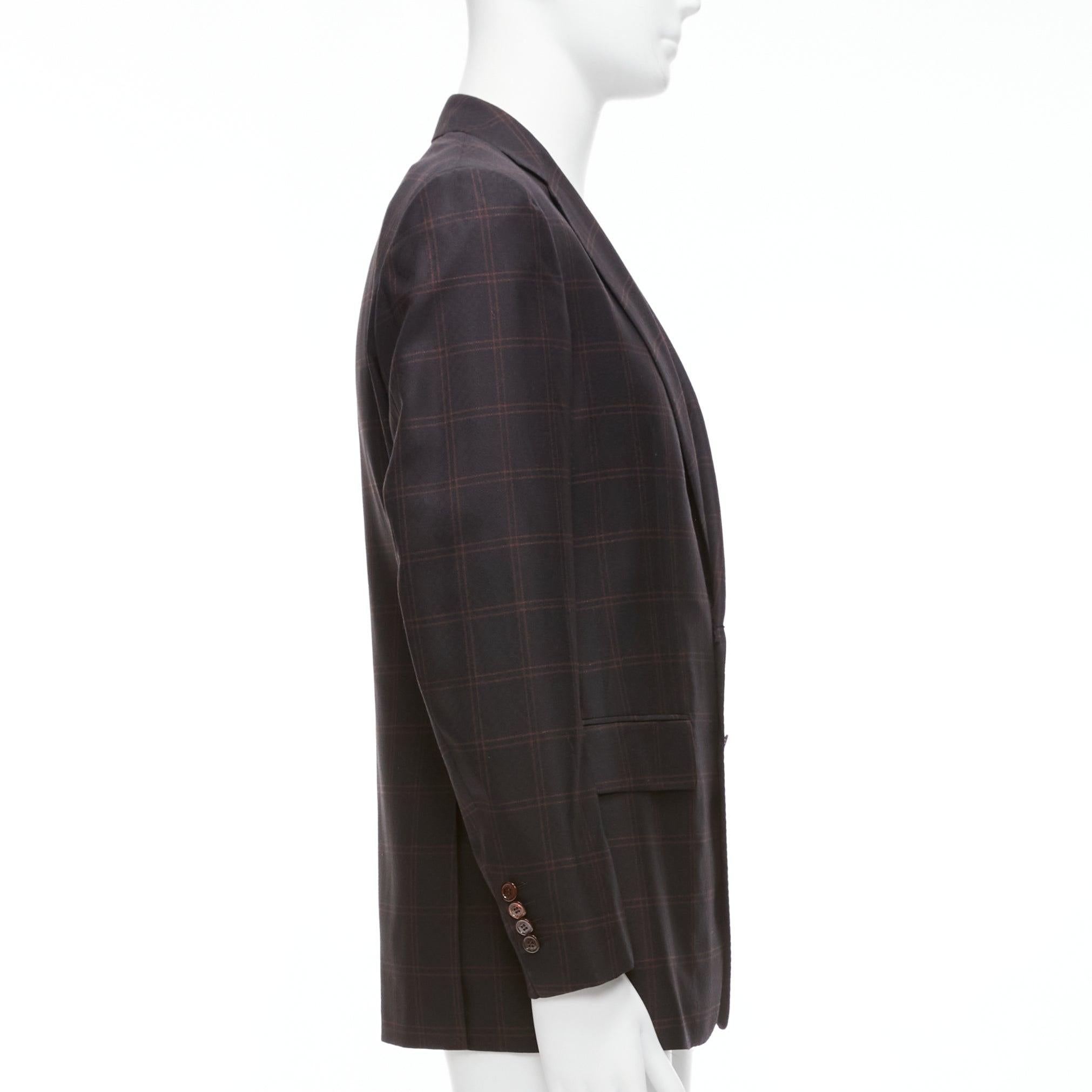Men's STEFANO RICCI black burgundy checkered wool cashmere blazer jacket IT48 M For Sale