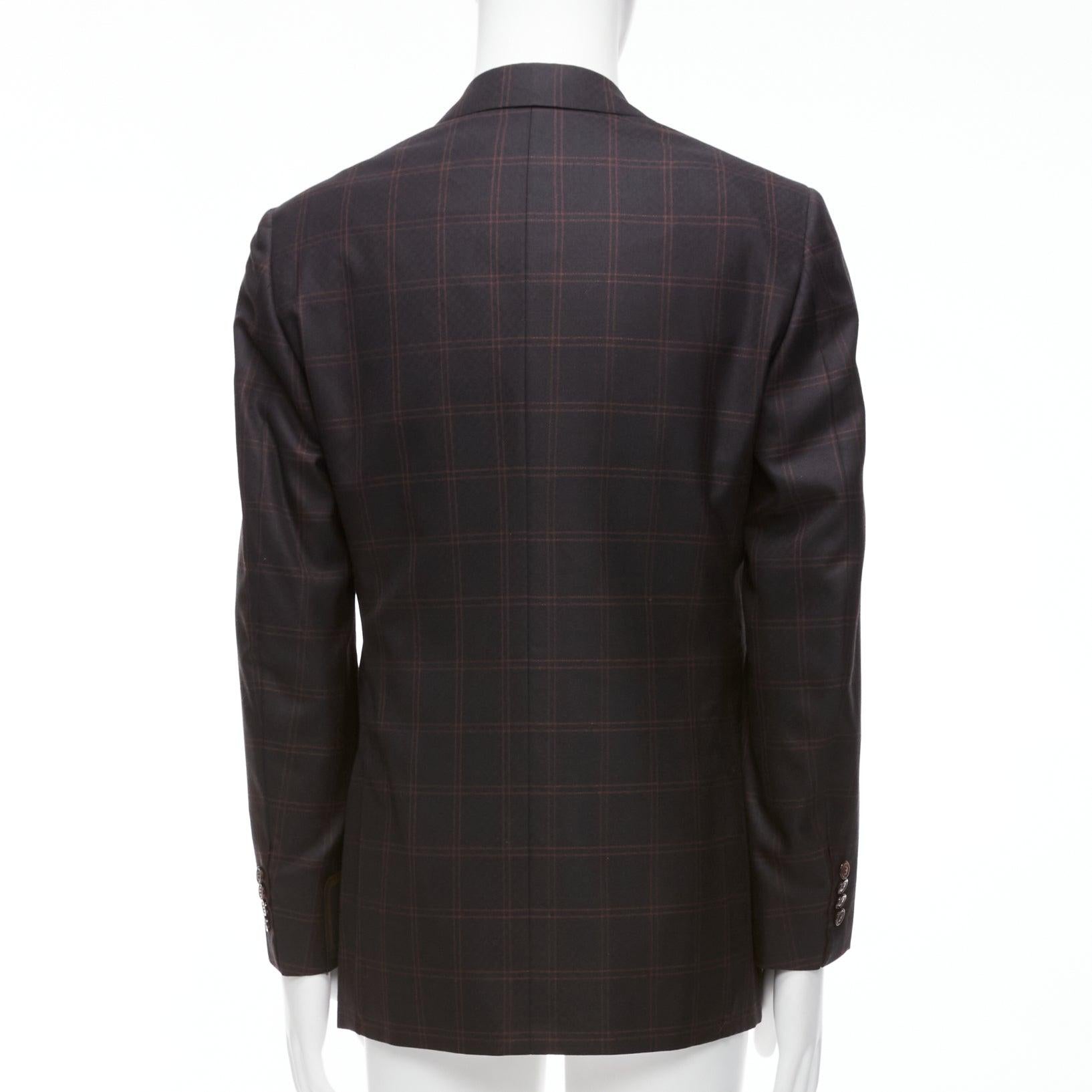 STEFANO RICCI black burgundy checkered wool cashmere blazer jacket IT48 M For Sale 1