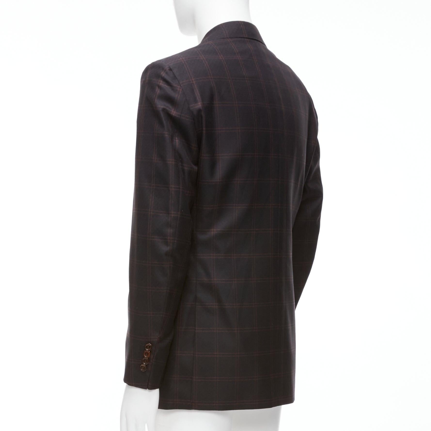 STEFANO RICCI black burgundy checkered wool cashmere blazer jacket IT48 M For Sale 2