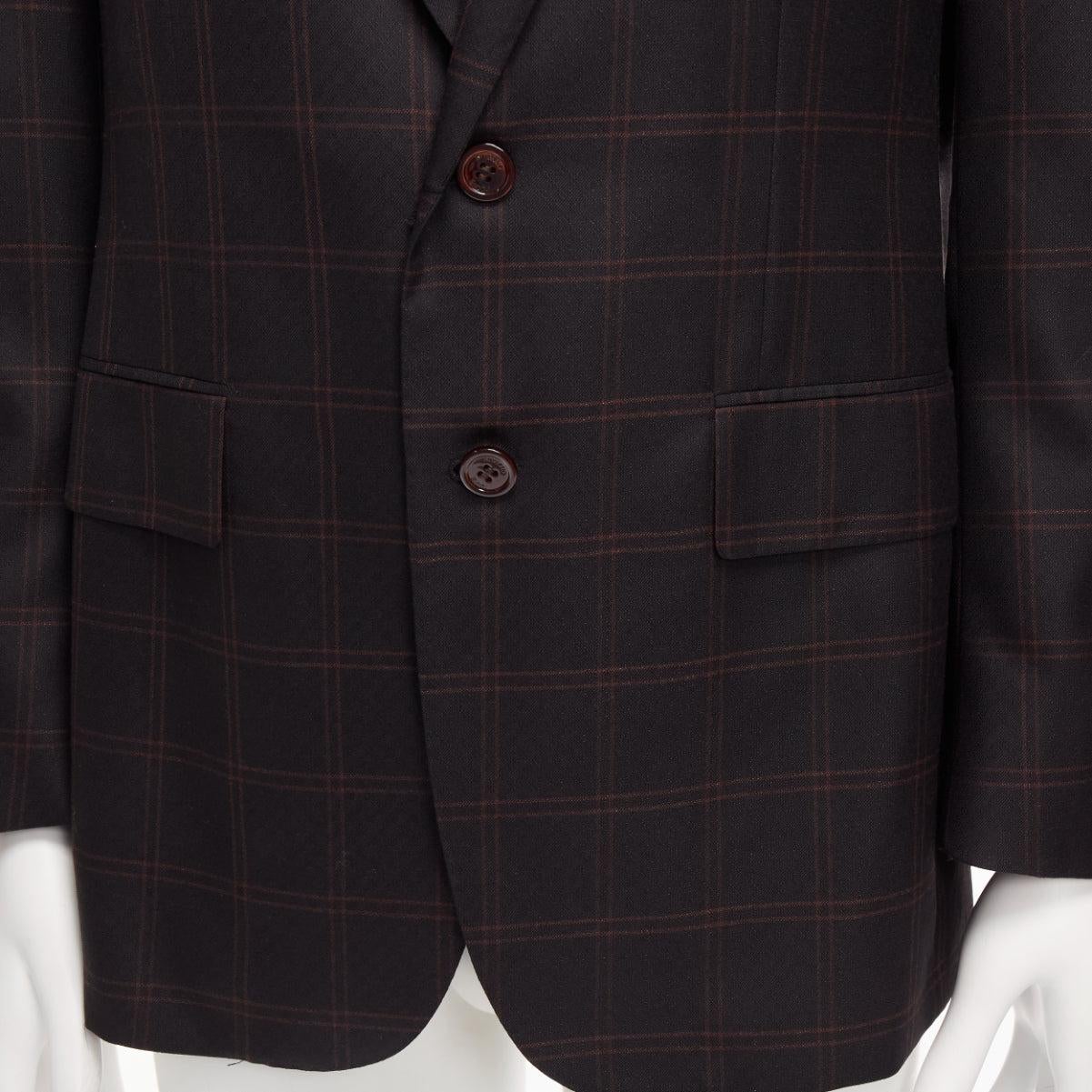 STEFANO RICCI black burgundy checkered wool cashmere blazer jacket IT48 M For Sale 3