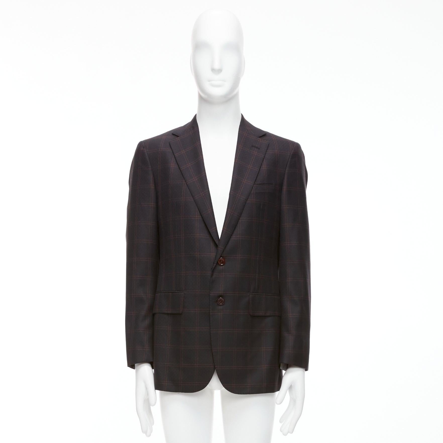 STEFANO RICCI black burgundy checkered wool cashmere blazer jacket IT48 M For Sale 5