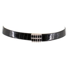 Stefano Ricci Black Crocodile & Diamond Belt