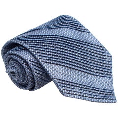 Stefano Ricci Blue Printed Pleated Silk Tie