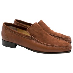 Stefano Ricci Brown Leather and Suede Loafers US 9