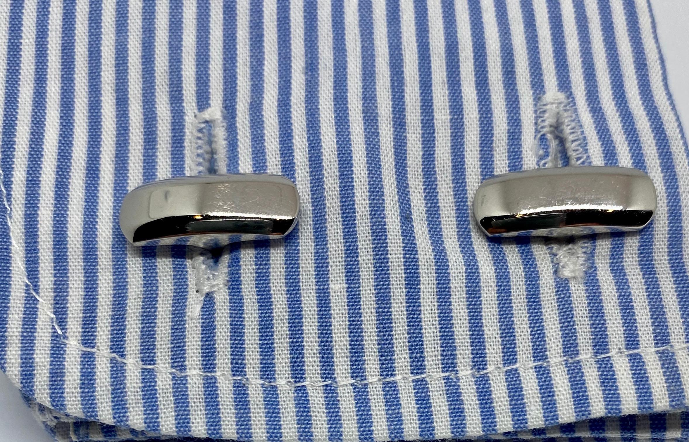 Women's or Men's Stefano Ricci Cufflinks in 18 Karat White Gold and Carved Bone For Sale