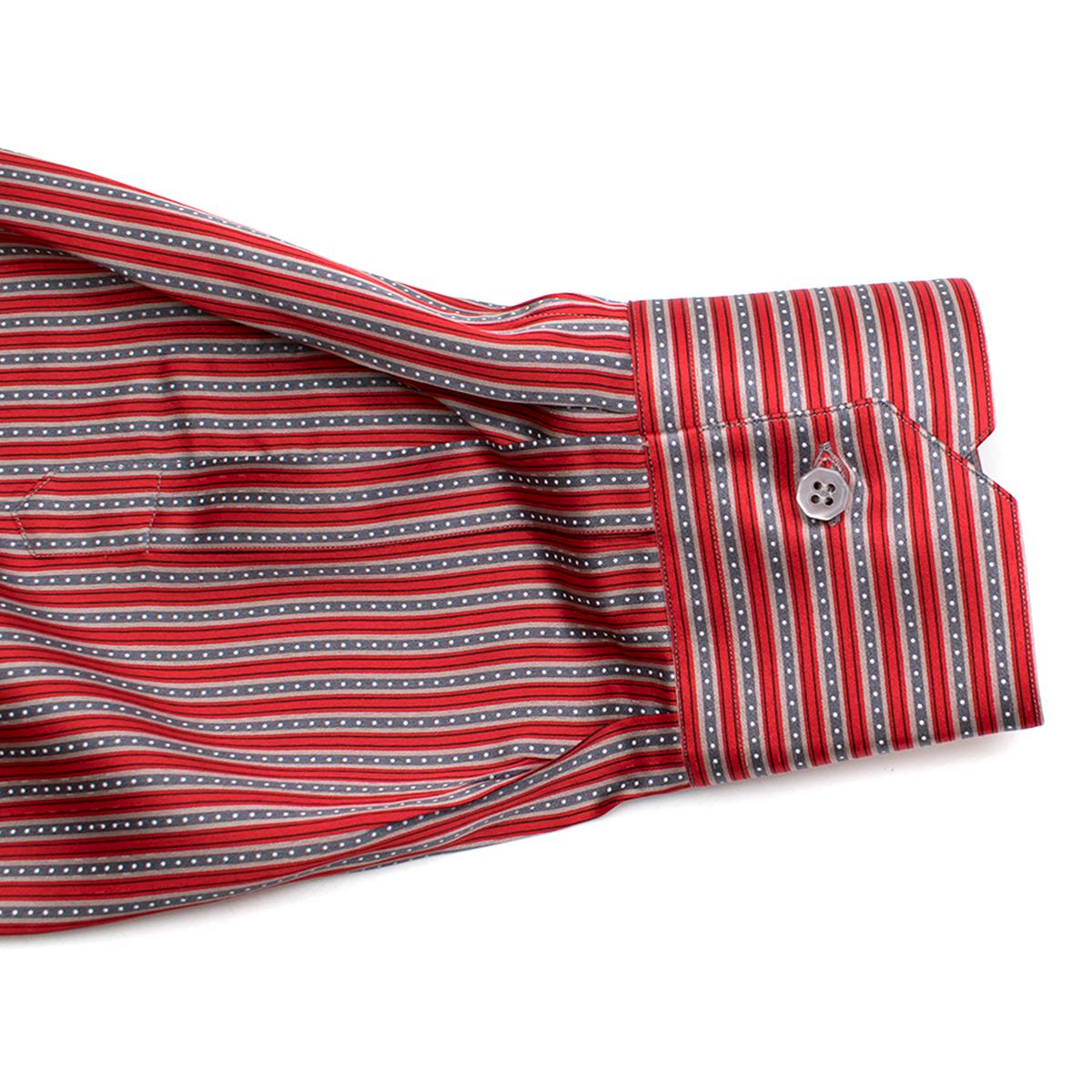Stefano Ricci For Saint-Phil Red and Grey Striped Silk Shirt XL 1