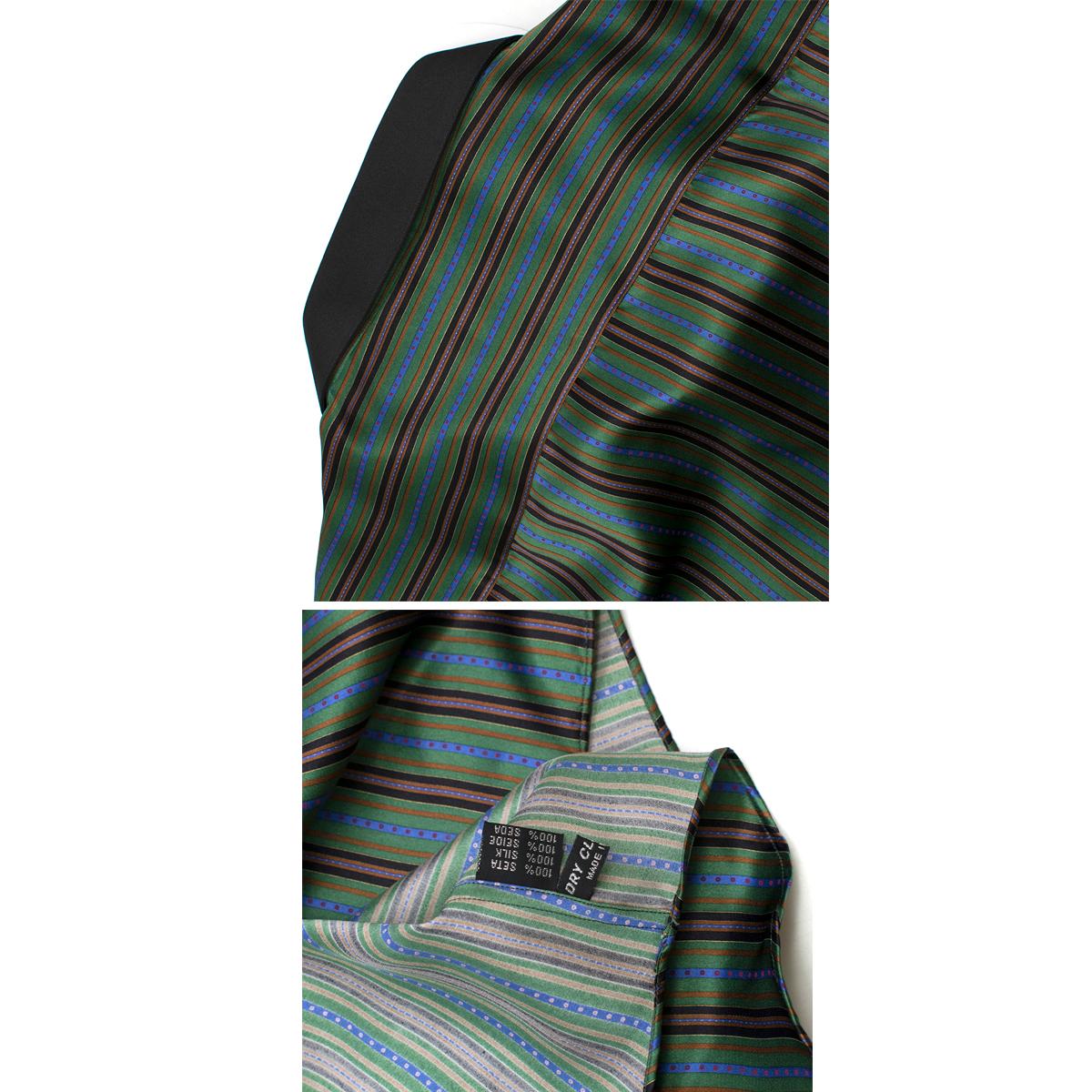 Stefano Ricci Green Multi Striped Silk Shirt XL 2