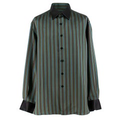 Stefano Ricci Green Multi Striped Silk Shirt XL