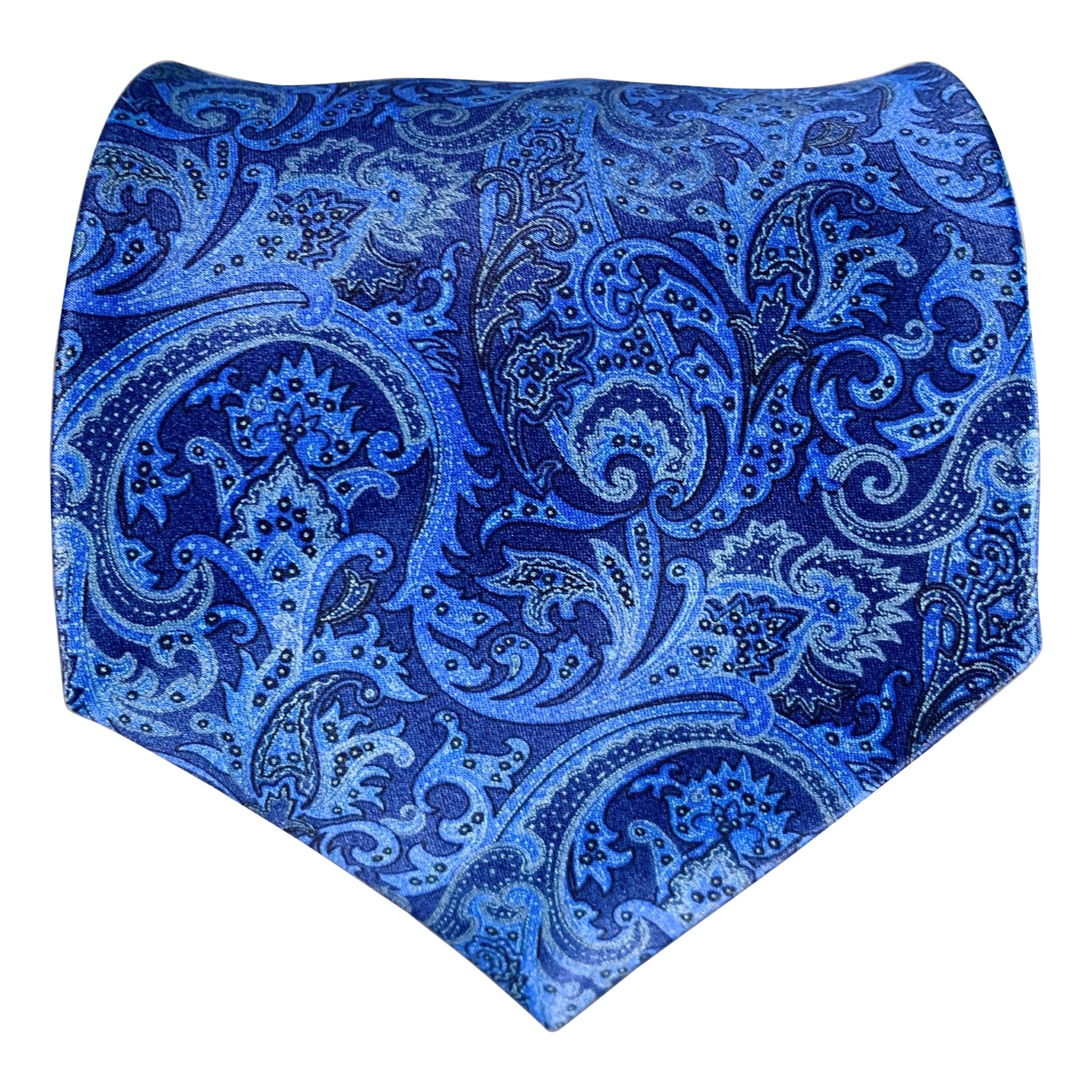 STEFANO RICCI Navy Blue Paisley Silk Tie