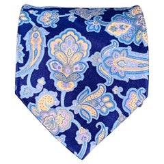 STEFANO RICCI Navy Gold Paisley Silk Tie