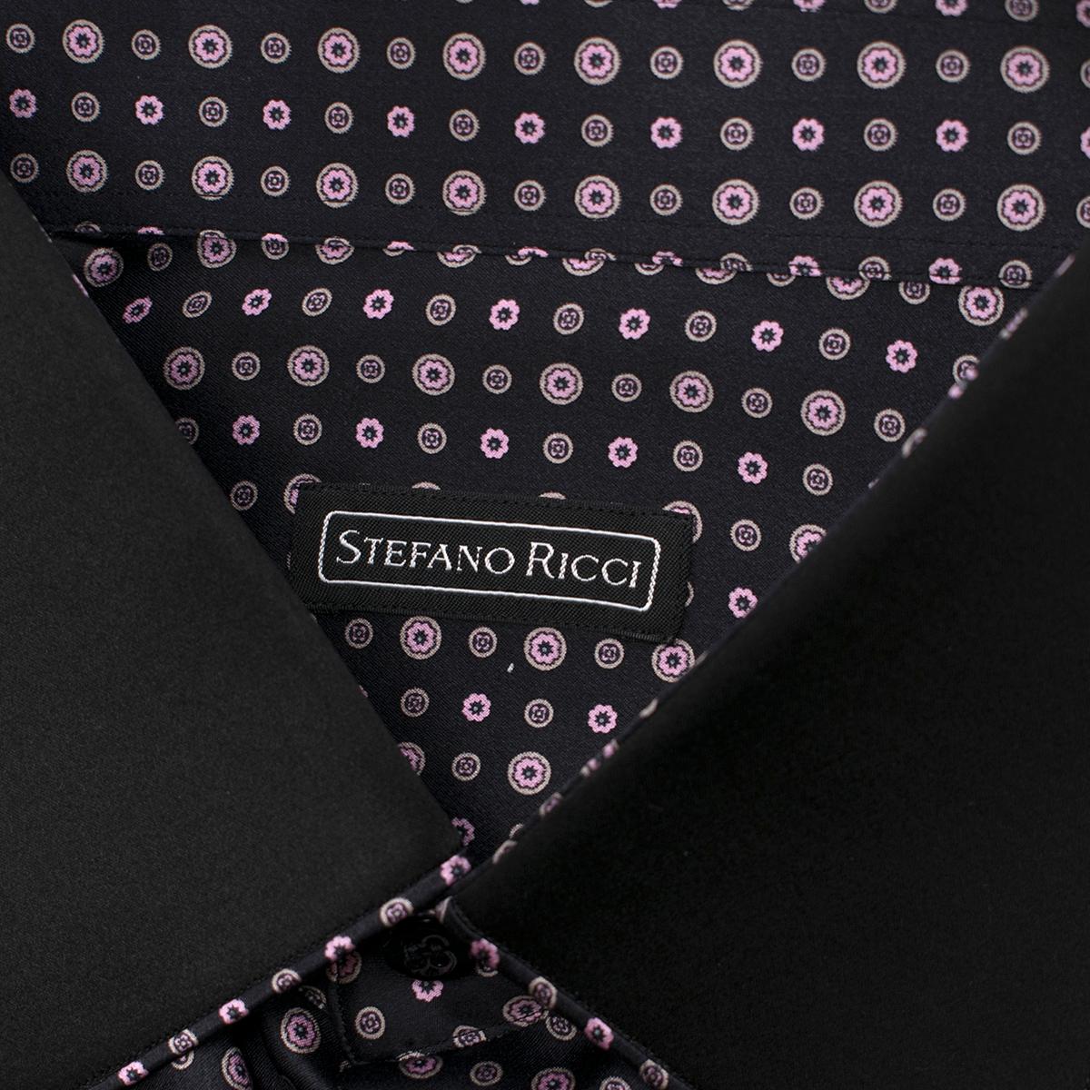 Stefano Ricci Pink and Black Spotted Silk Shirt XL  In Excellent Condition In London, GB