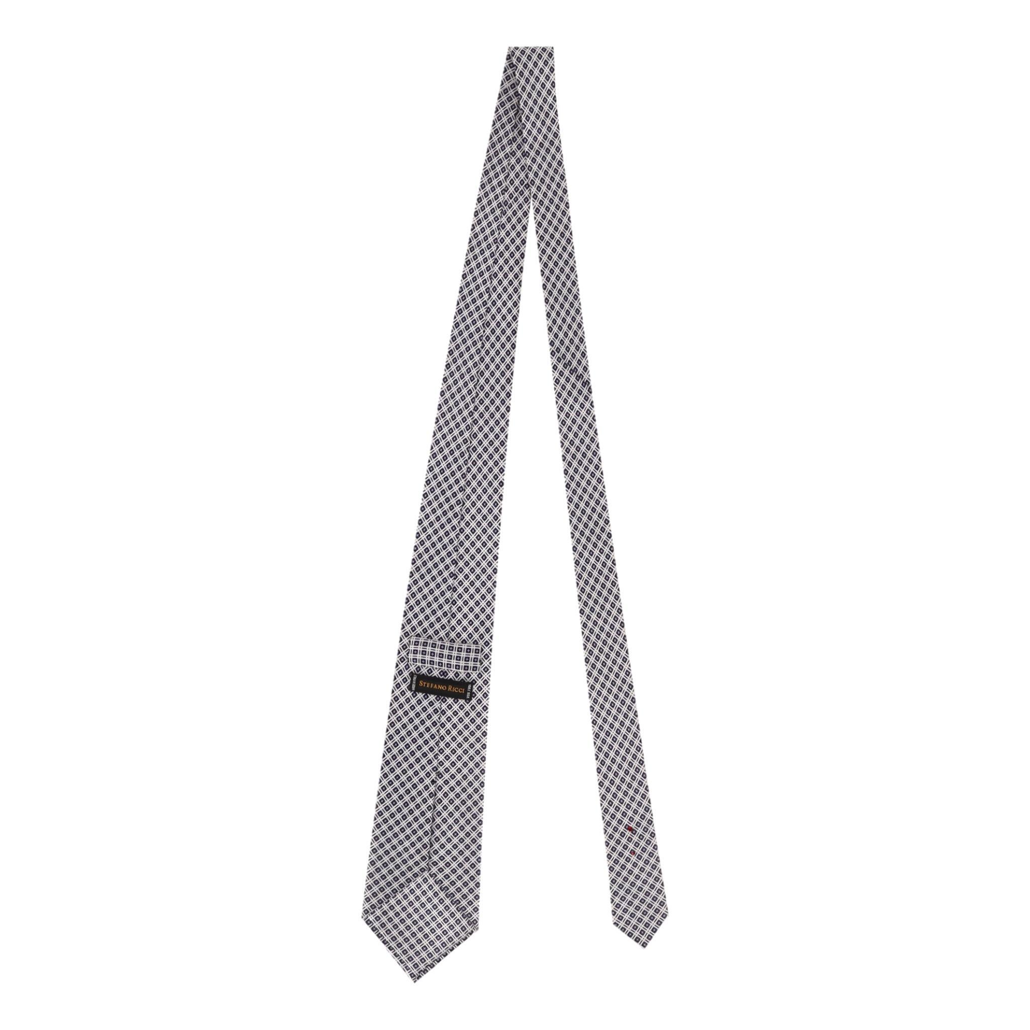 Stefano Ricci Printed Silk Tie With Swarovski Crystals In Excellent Condition For Sale In London, GB
