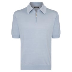 Stefano Ricci Silk Polo Shirt With Crocodile Zip
