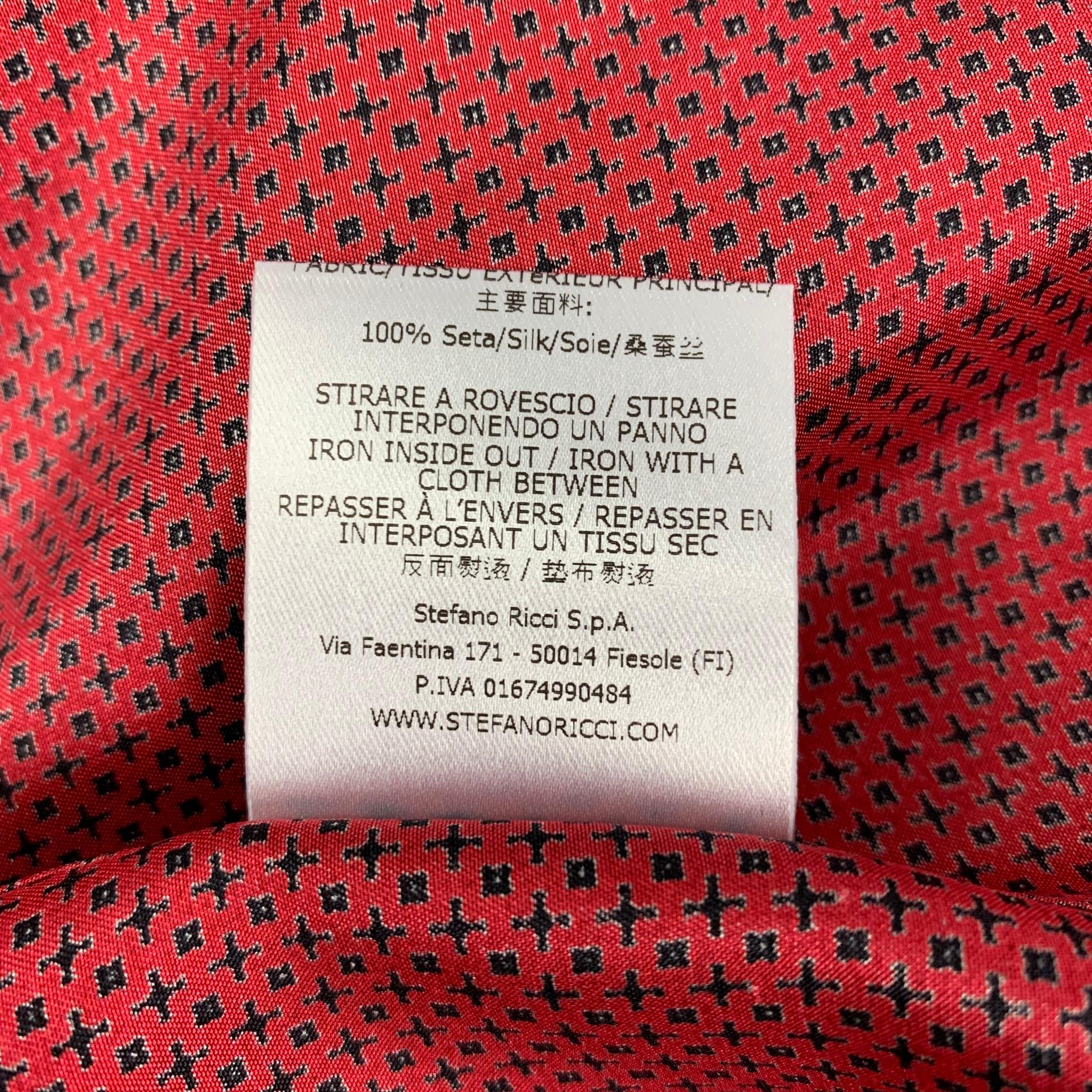 STEFANO RICCI Size XL Burgundy Black Dots Silk Long Sleeve Shirt In New Condition In San Francisco, CA
