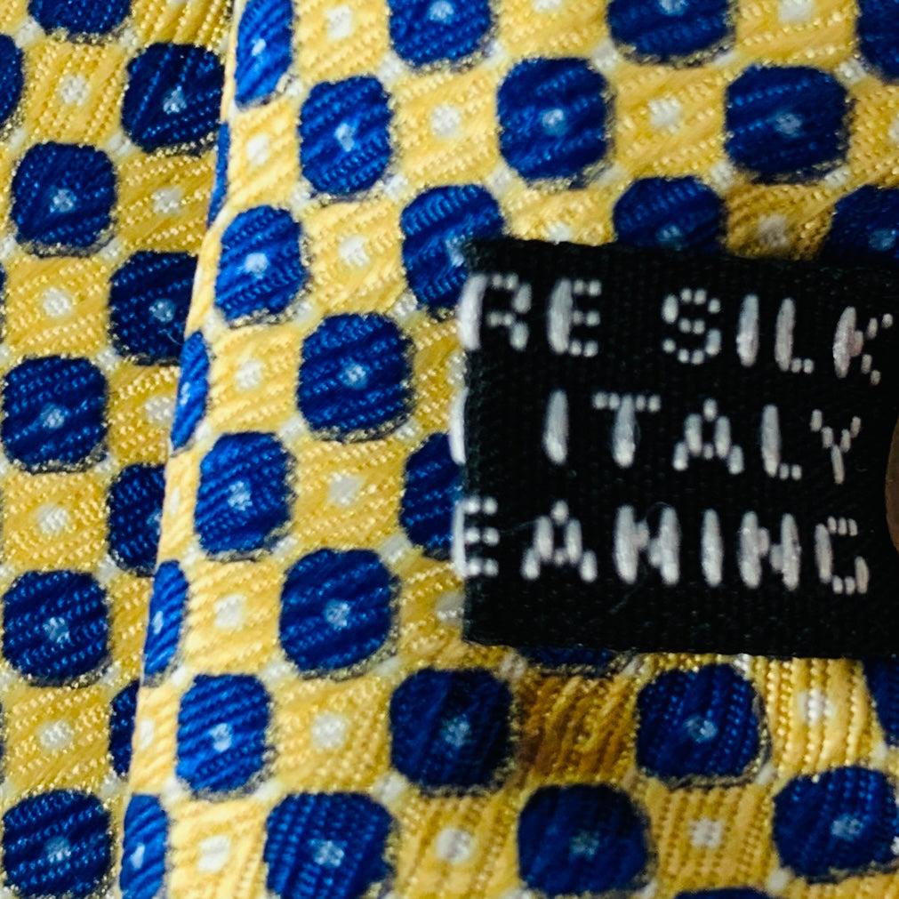 Men's STEFANO RICCI Yellow Navy Nailhead Silk Tie For Sale
