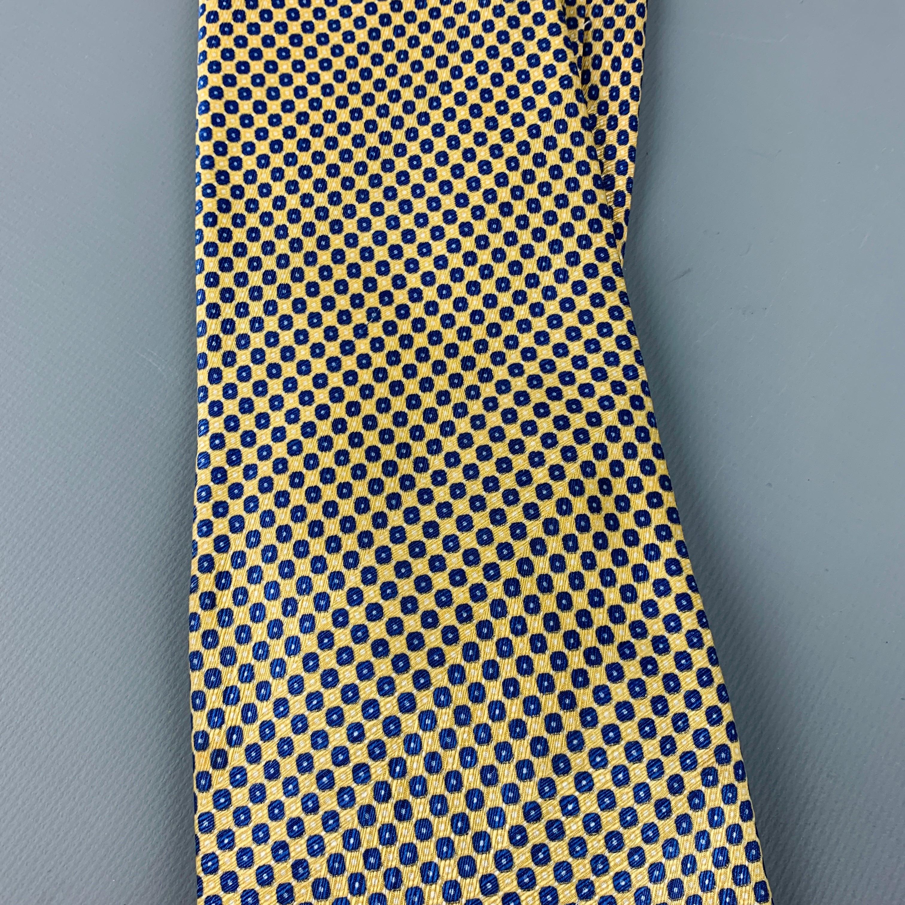STEFANO RICCI Yellow Navy Nailhead Silk Tie For Sale 1
