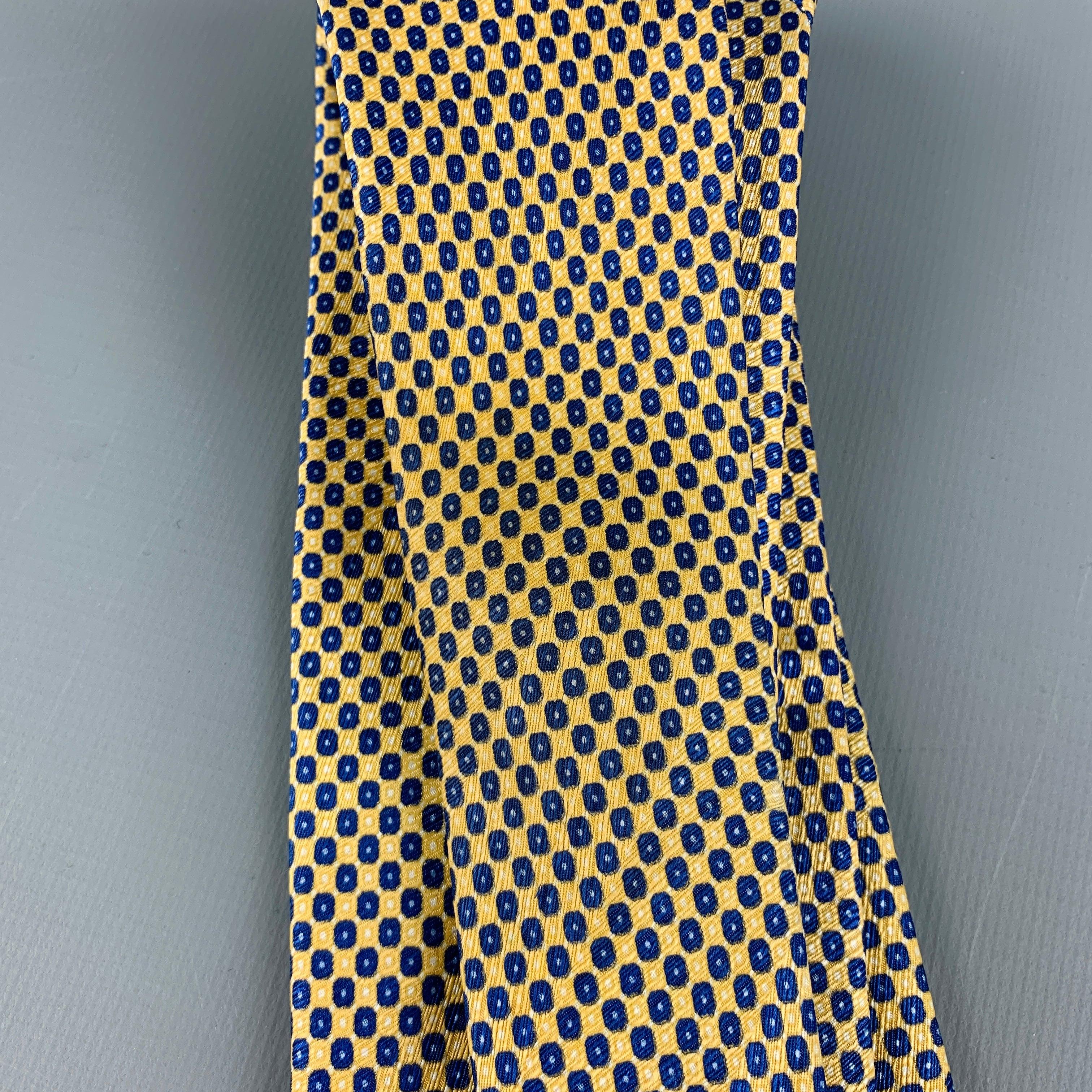 STEFANO RICCI Yellow Navy Nailhead Silk Tie For Sale 2