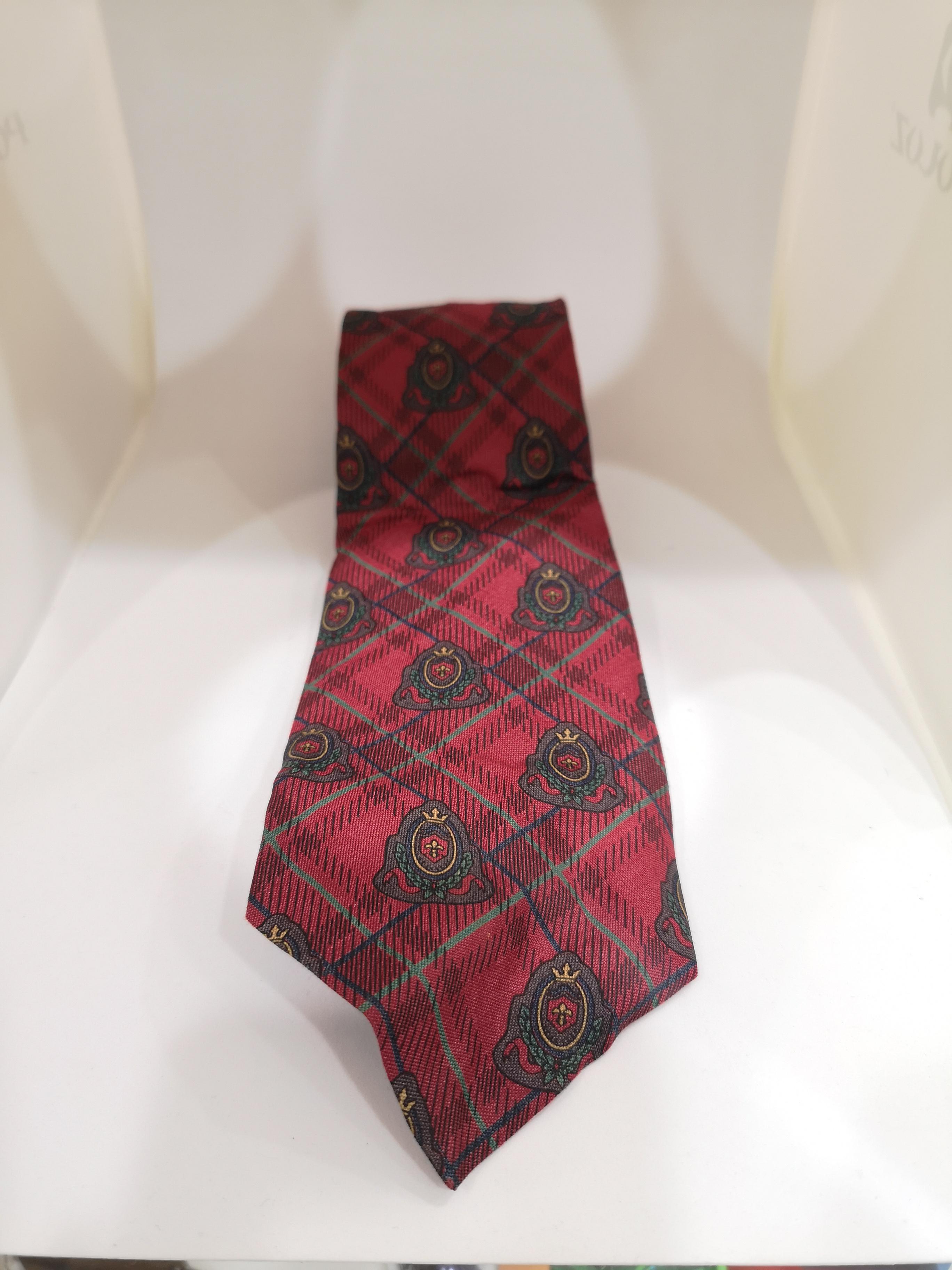 Brown Stefano Rosi red multicoloured silk tie