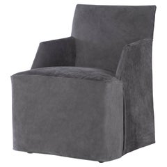 Stefano Skirted Chair - Charcoal Suede