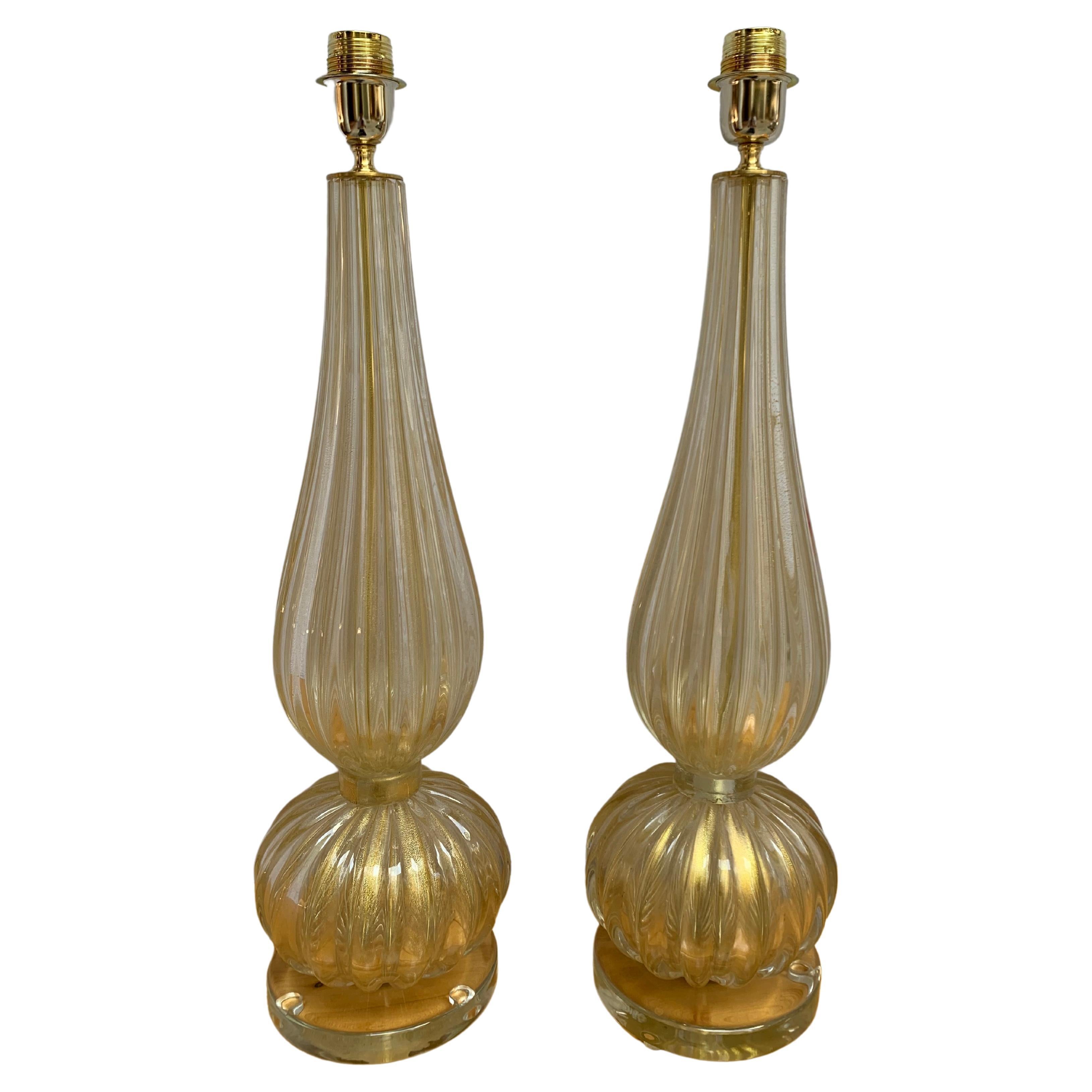 Stefano TOSO, Pair of Murano Table Lamps, 1990