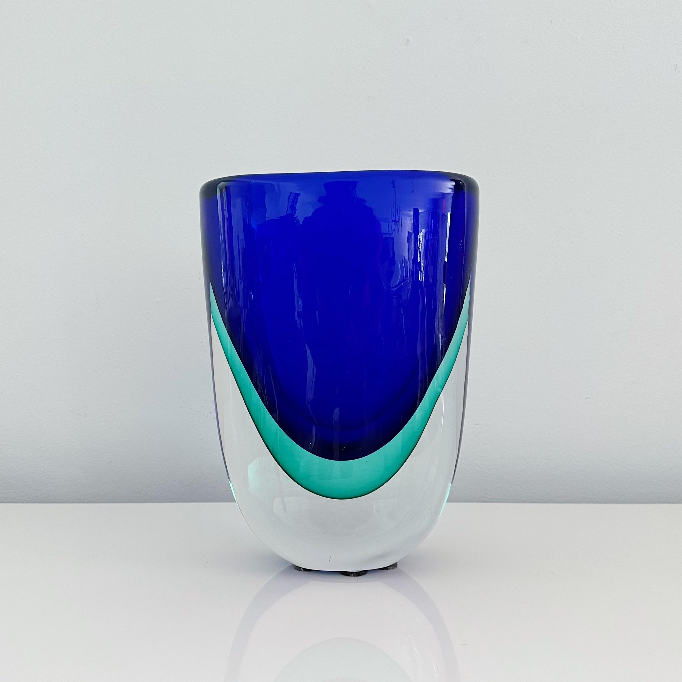 Hand-Crafted Stefano Toso Sommerso Murano Vase Circa 2001