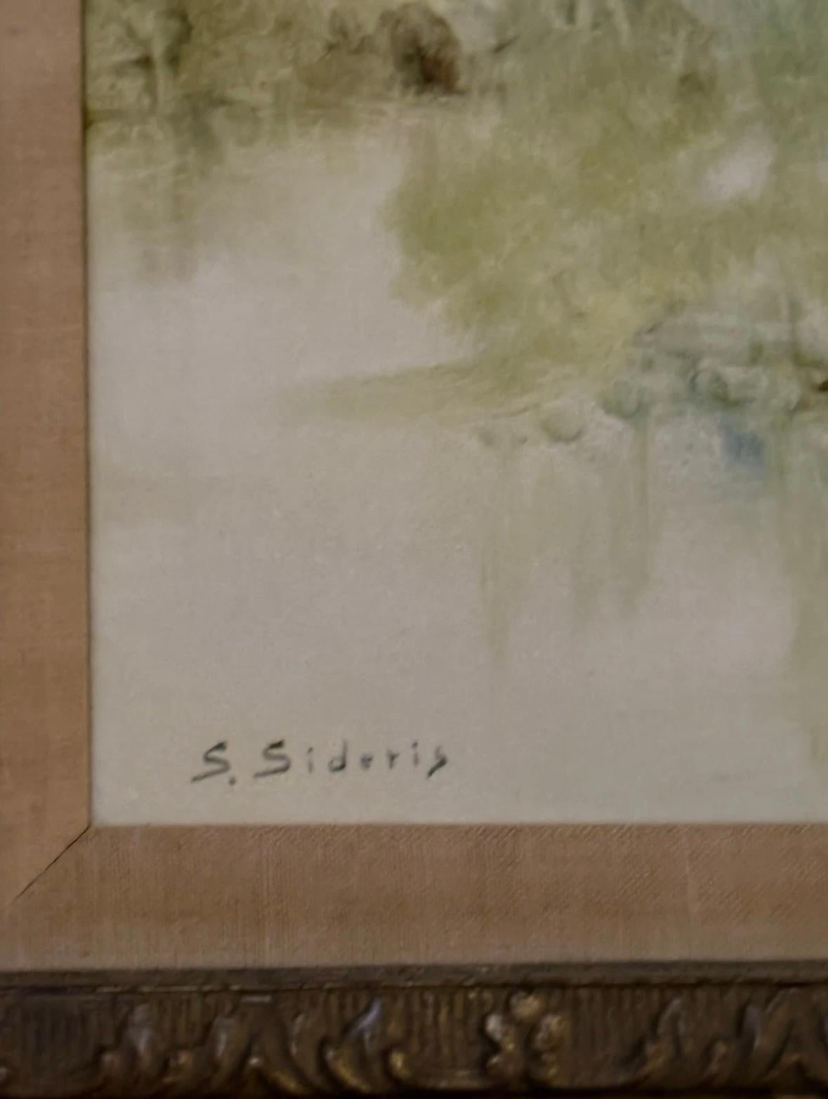 Stefanos Sideris original großes Öl auf Leinwand Gemälde. In gutem Zustand Maße 51x42