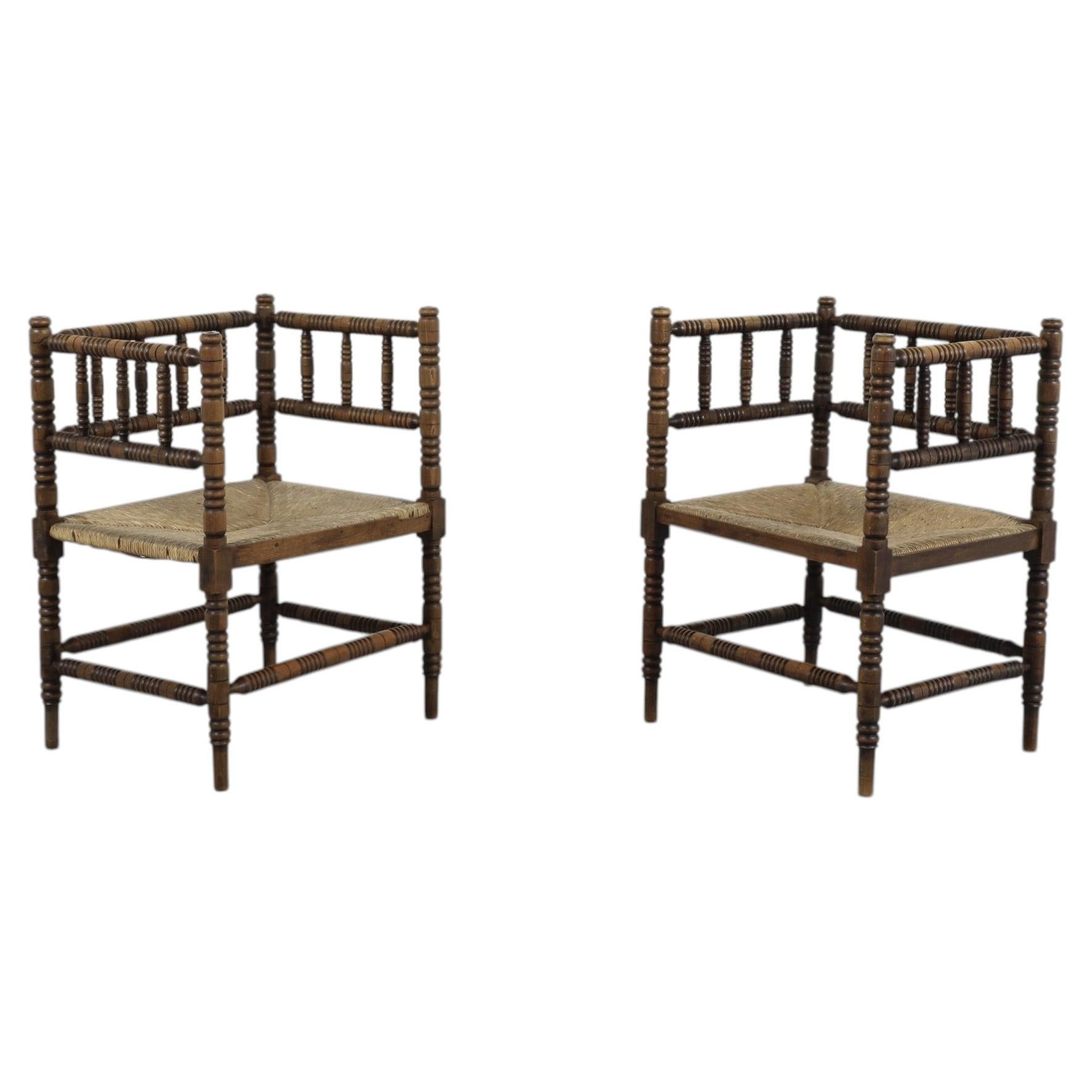 Stefanus Collé Bobbin Corner Chairs, Dutch, 1920s