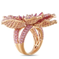 Stefere 18K Rose Gold 0.47ct Diamond, Tourmaline, Sapphire and Ruby Flower Ring
