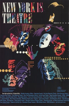 Steff Geissbuhler 'New York is Theatre' Vintage Multicolor Offset Lithograph