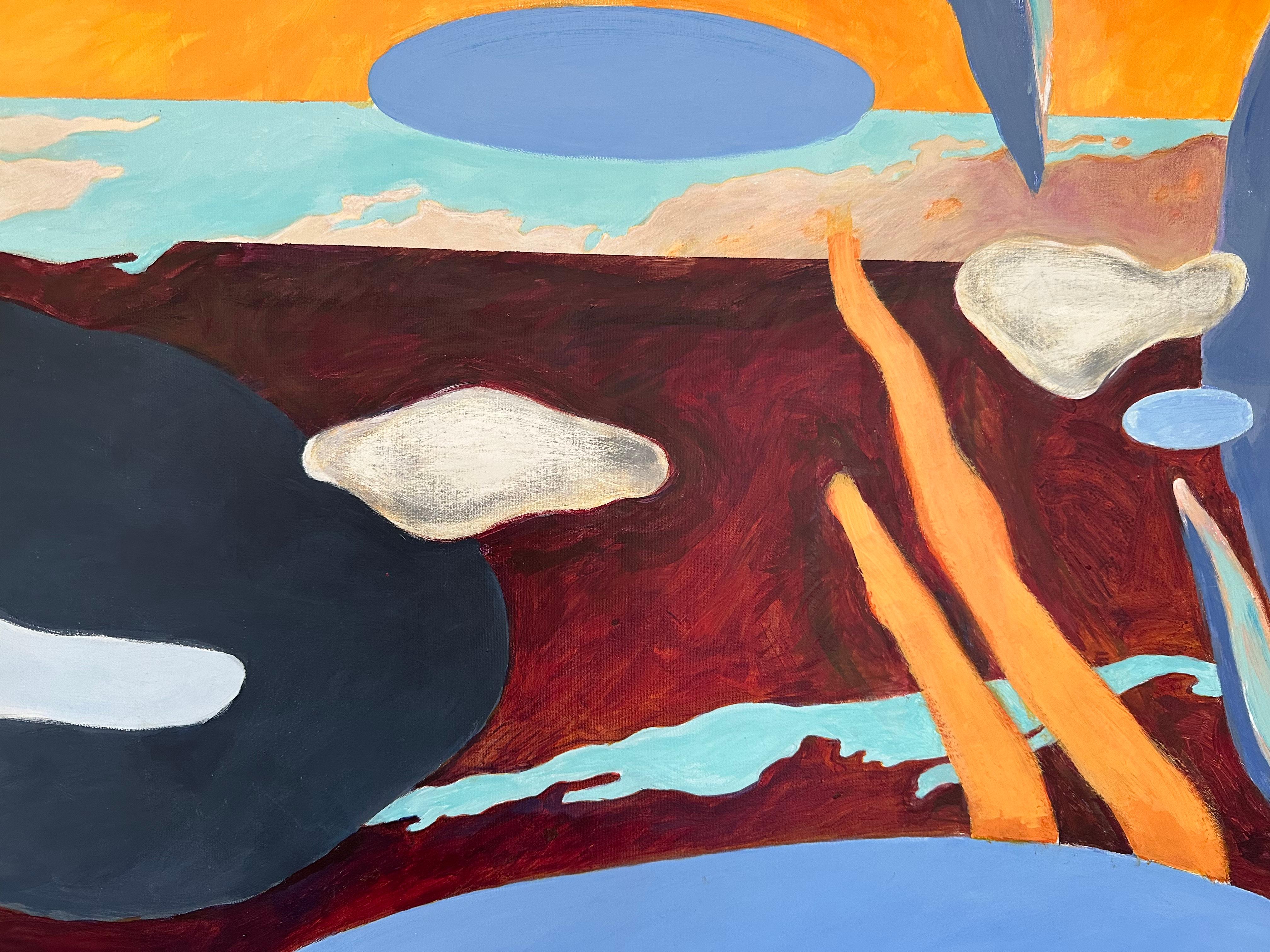 Paisaje extragrande. Pintura Contemporánea Figurativa Abstracta Horizonte Naranja - Painting Contemporáneo de Steffen Bue