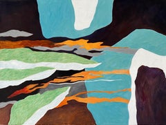 "Escaleras al cielo" Azul Naranja Paisaje figurativo contemporáneo, Steffen Bue