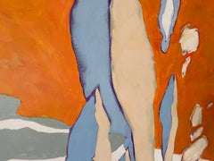 "Wish To See You Here" Golden Orange Blue Contemporary Figurative By Steffen Bue