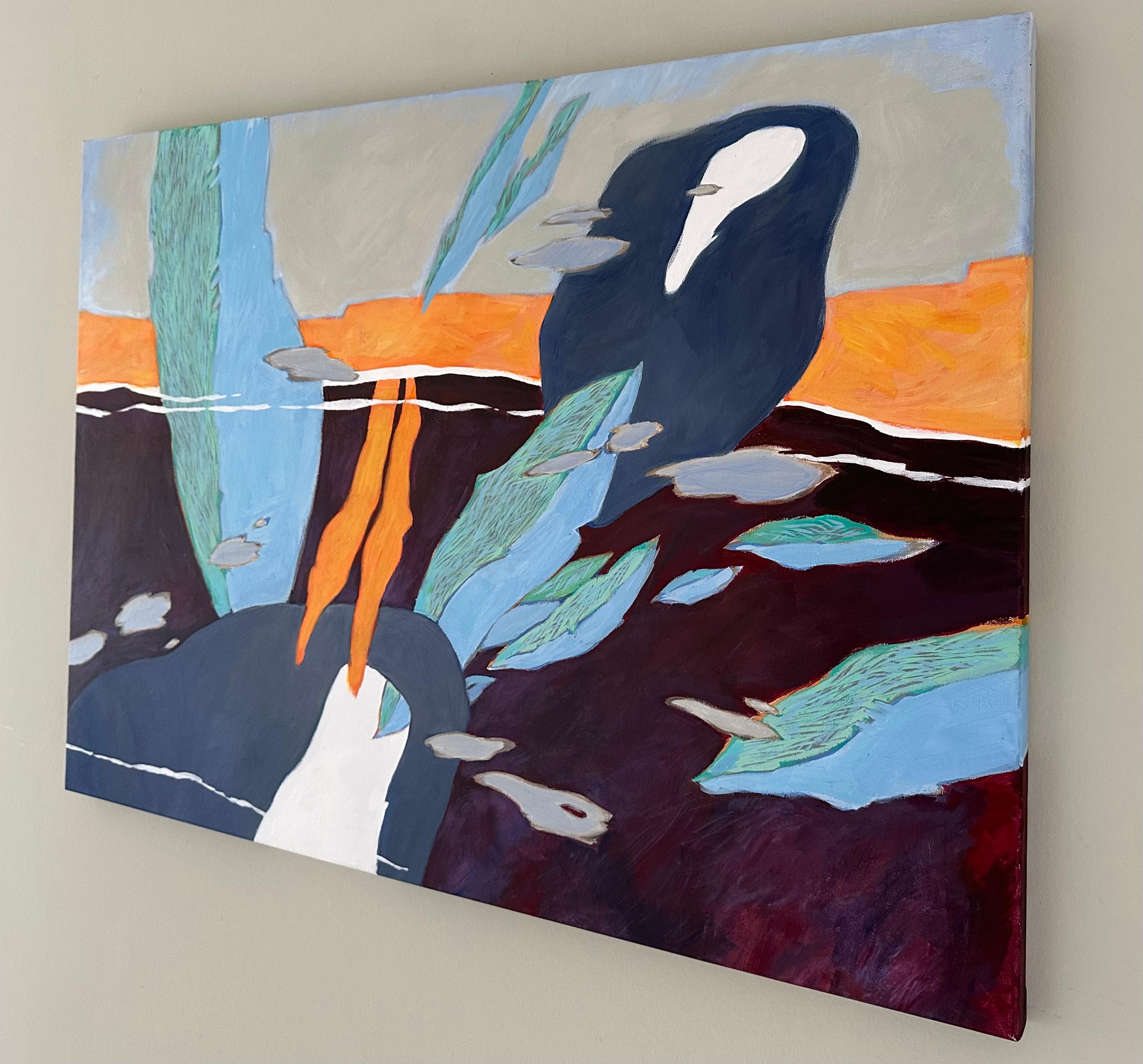 « Want To See You Here II », grande peinture de paysage vibrant en bleu, Steffen Bue en vente 10