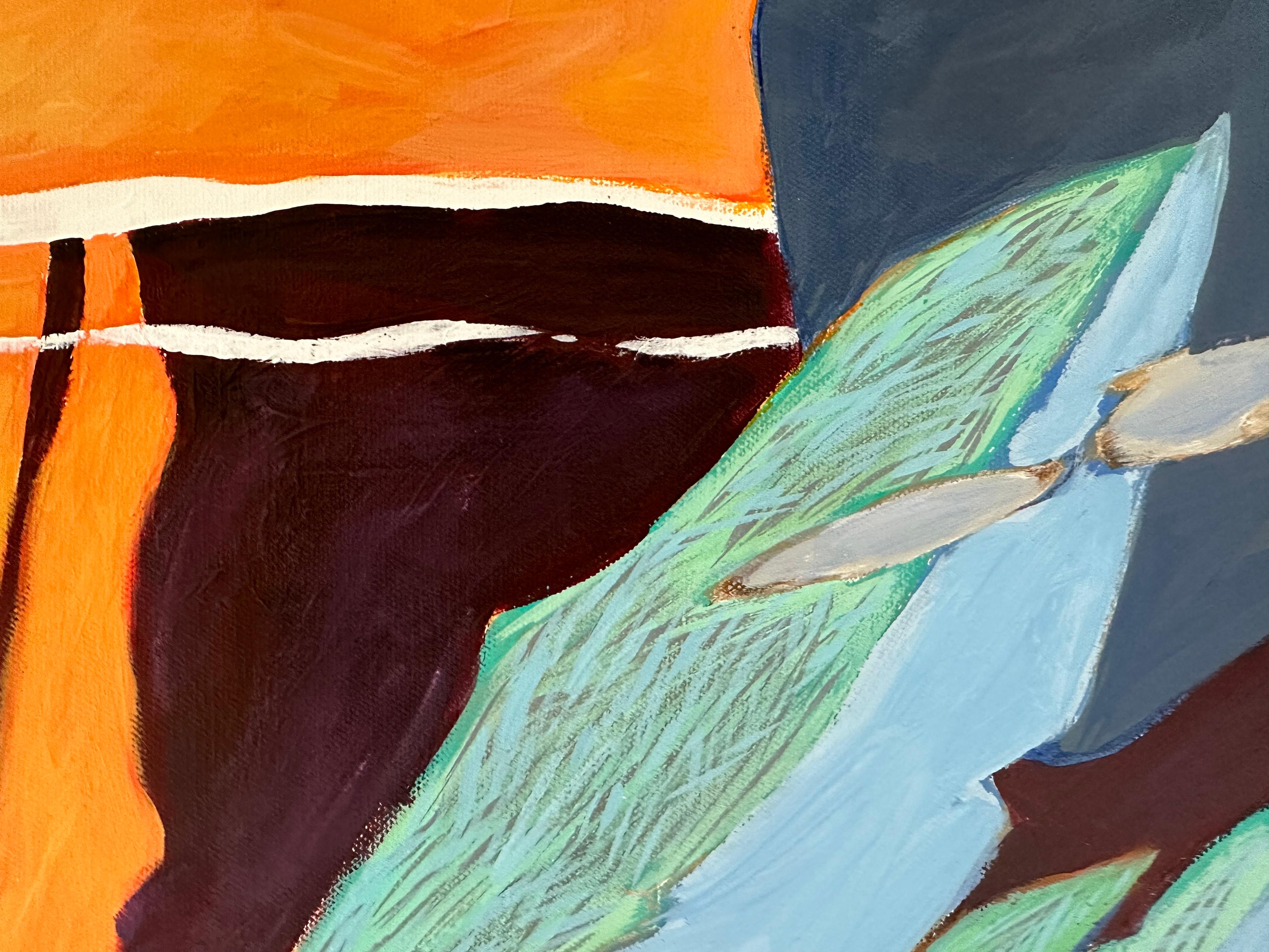 « Want To See You Here II », grande peinture de paysage vibrant en bleu, Steffen Bue en vente 1