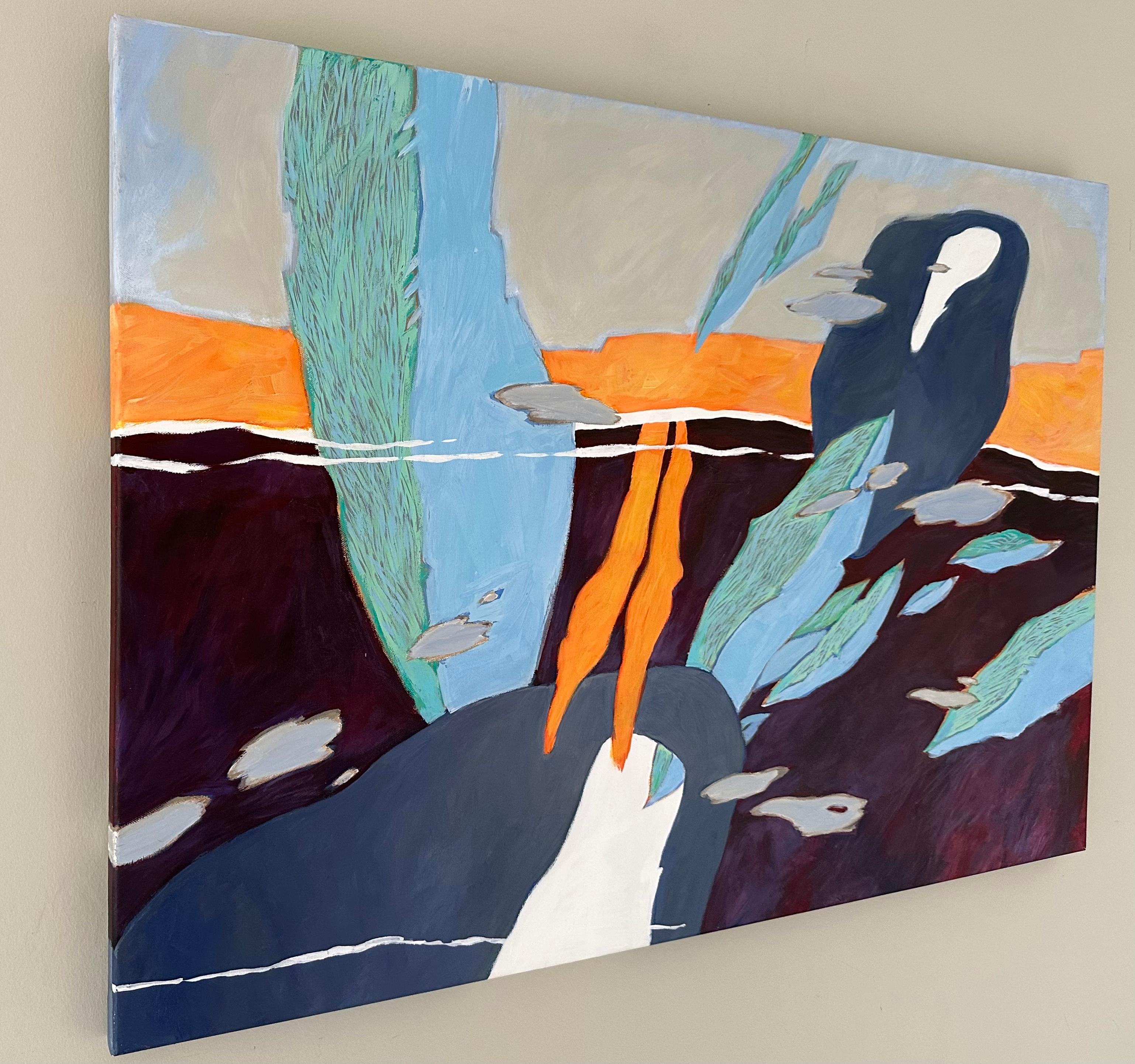 « Want To See You Here II », grande peinture de paysage vibrant en bleu, Steffen Bue en vente 8