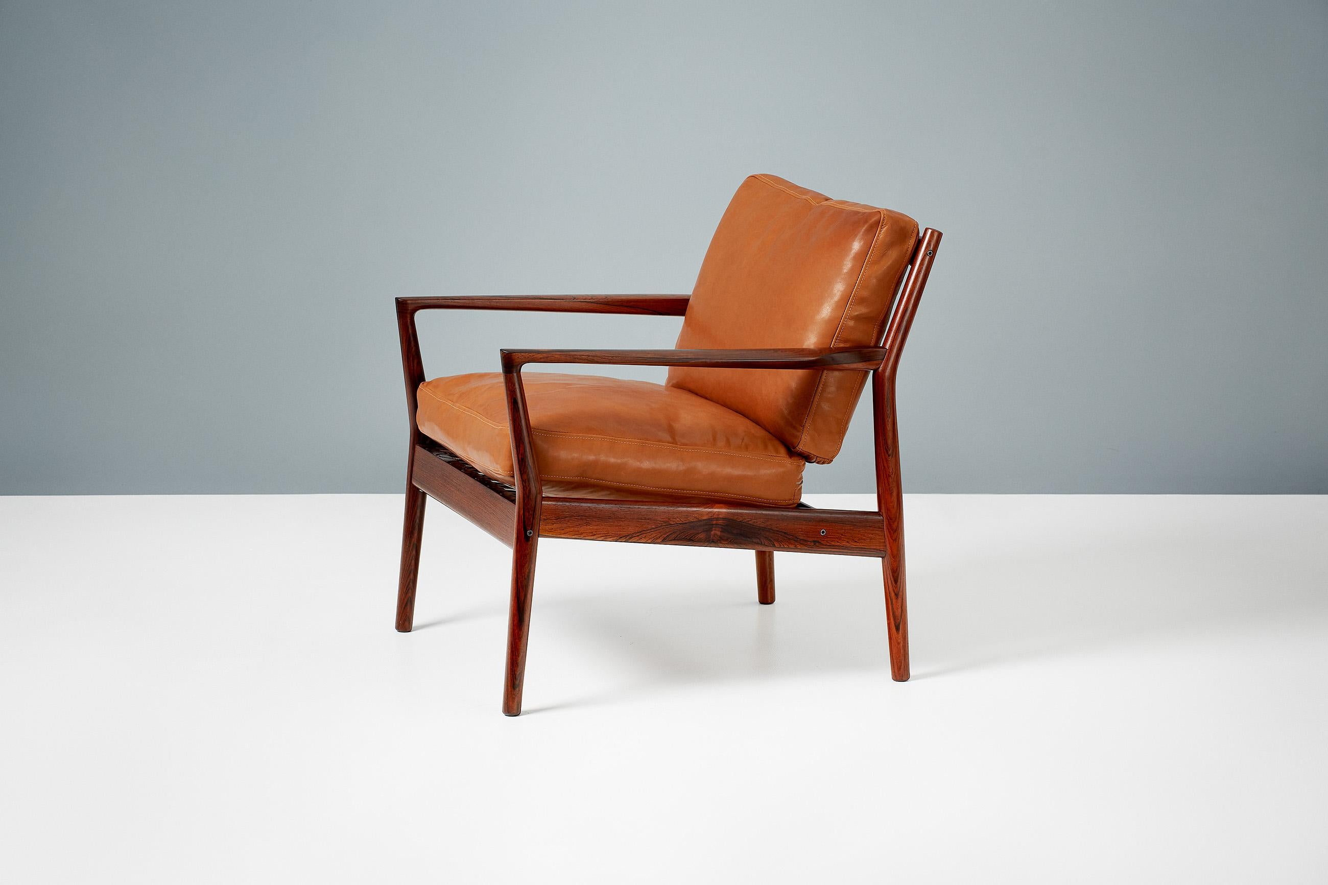 Scandinavian Modern Steffen Syrach-Larsen Rosewood Lounge Chairs, c1960s