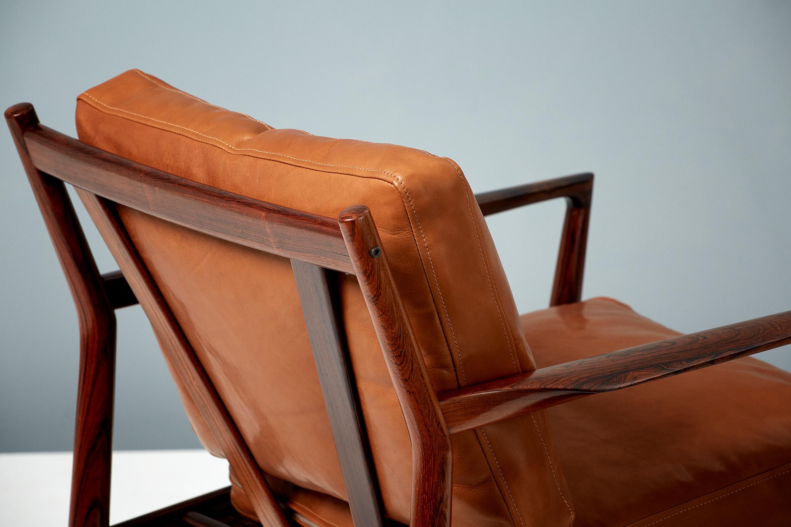 Danish Steffen Syrach-Larsen Rosewood Lounge Chairs, c1960s