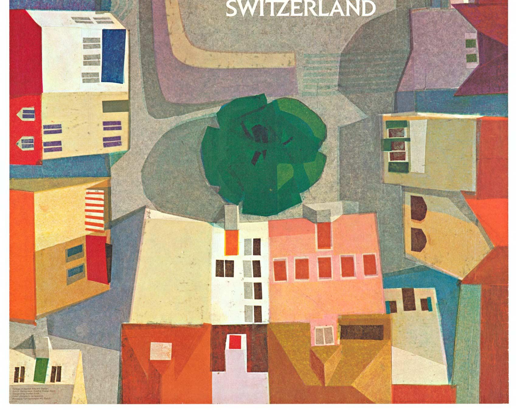 Original Zurich, Switzerland vintage travel poster - Brown Landscape Print by Steffen Wolff